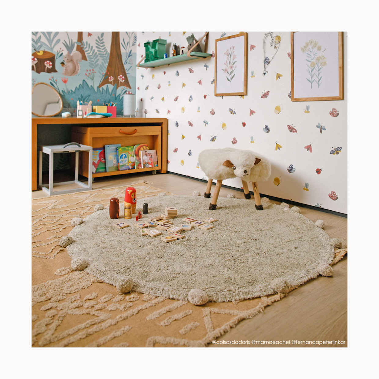 Lorena Canals Bubbly Washable Rug - Olive, 4'.