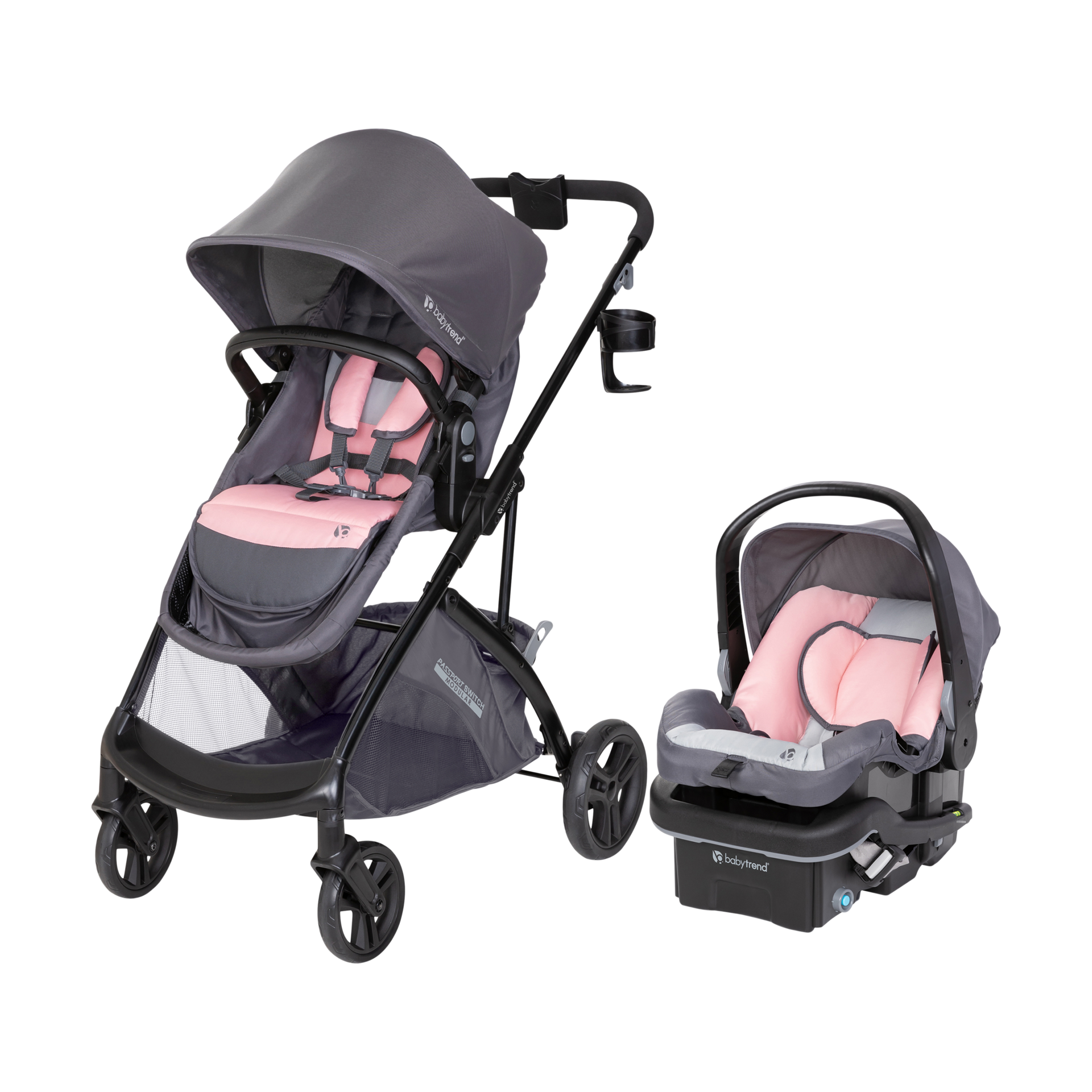 Baby Trend Passport® Switch 6-in-1 Modular Stroller Travel System with EZ-Lift™ Plus Infant Car Seat, Dash Pink