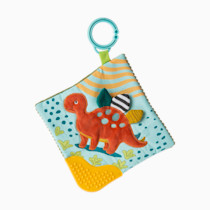 Mary Meyer Pebblesaurus Crinkle Teether Toy with Baby Paper and Squeaker, 6 x 6-Inches, Dinosaur