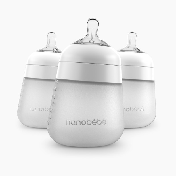 Nanobebe Flexy Silicone Baby Bottle - White, 9oz, 3.