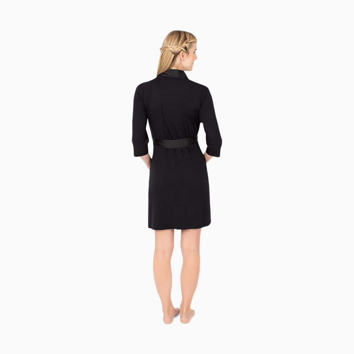 Kindred Bravely Emmaline Maternity & Nursing Robe - Black, Large/X-Large.