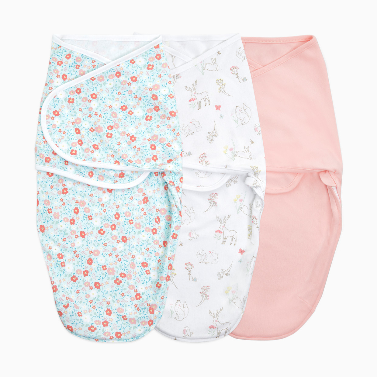 Aden + Anais Essentials Cotton Wrap Swaddles (3 Pack) - Fairy Tale Flowers, 0-3 Months, 3.