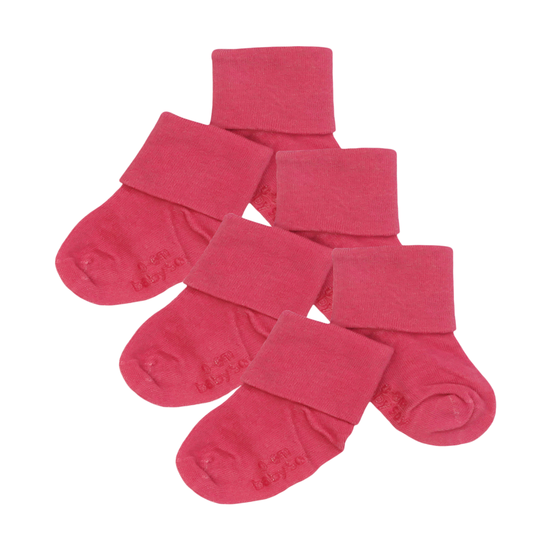 Babysoy Solid Stay On Socks (3 Pack) - Berry, 0-6 Months, 3.