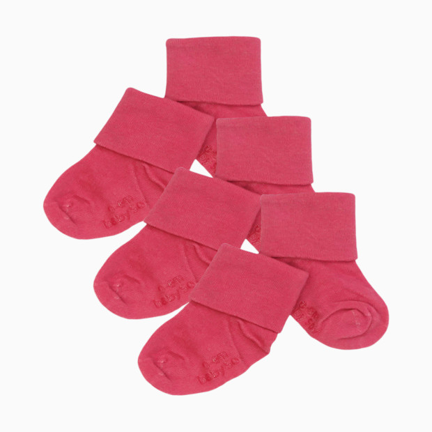 Babysoy Solid Stay On Socks (3 Pack) - Berry, 0-6 Months, 3.