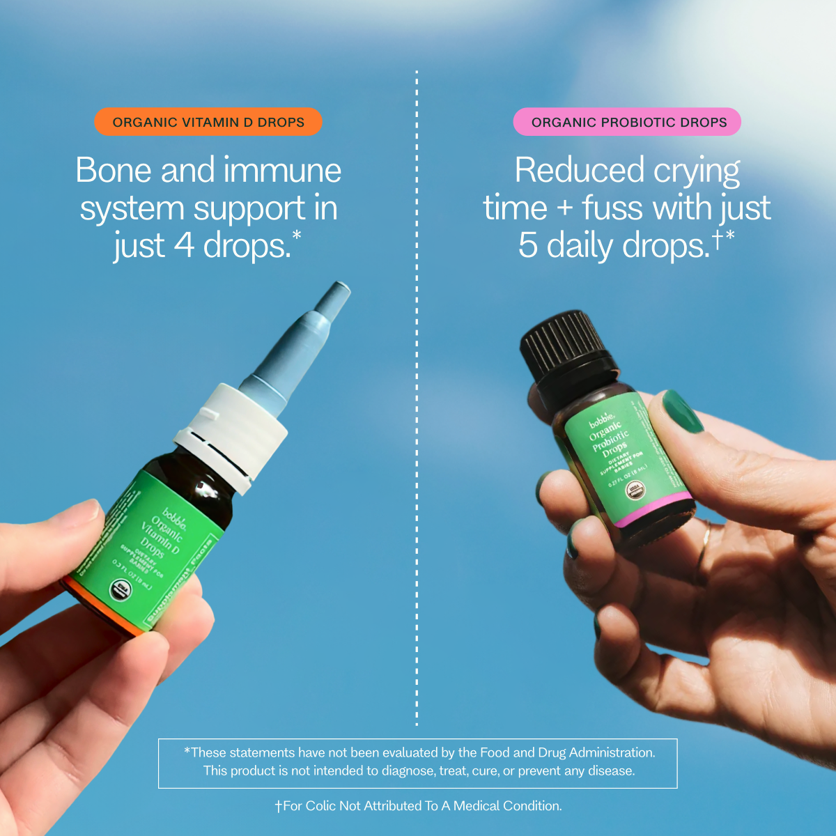Bobbie Boosties Bundle - Organic Vitamin D and Probiotic Drops.