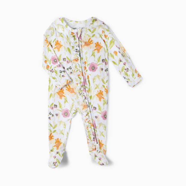Tiny Kind Bamboo Viscose Ruffle 2-Way Zip Footie.