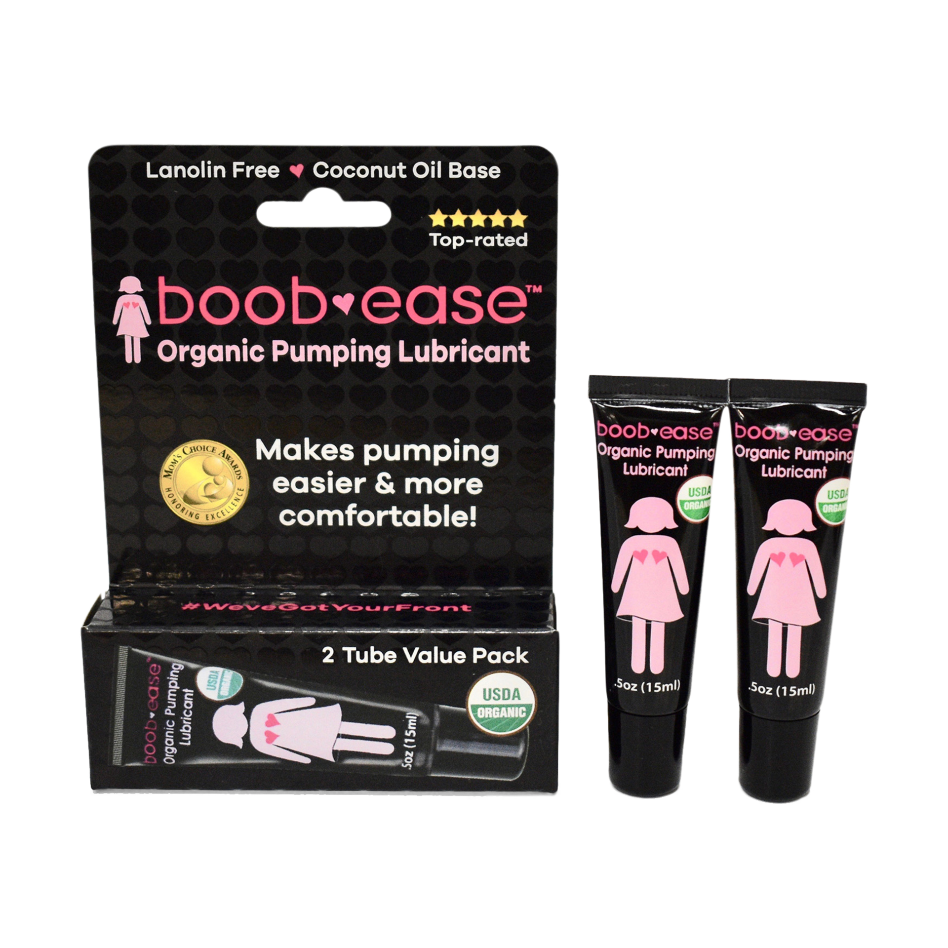 Bamboobies Pumping Lubricant Safe for Breastfeeding and Pumping Moisturizing Comfort for Nursing Moms - 0.5oz, 2 Pack