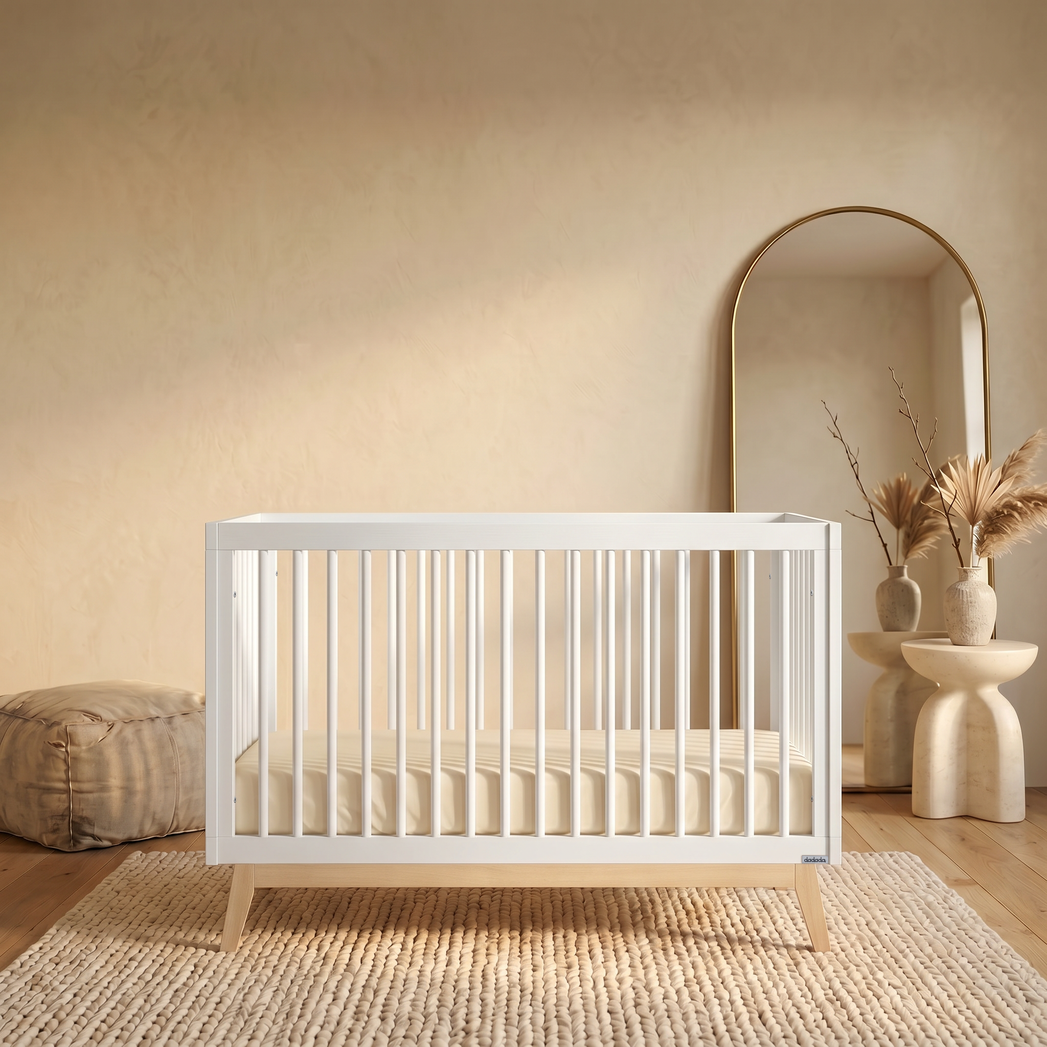 dadada Soho 3-in-1 Convertible Crib - White/Natural.