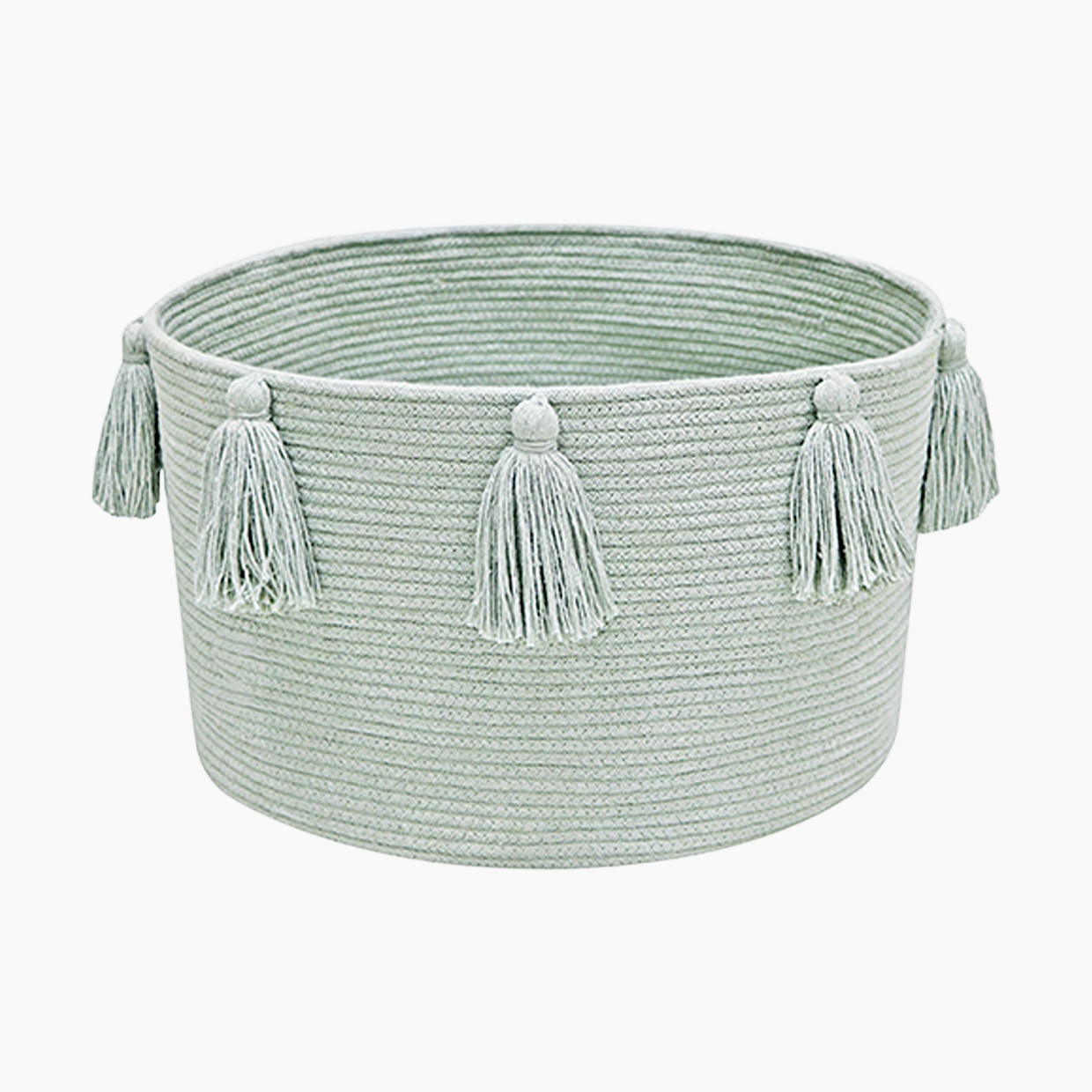 Lorena Canals Cotton Tassel Basket - Blue Sage.