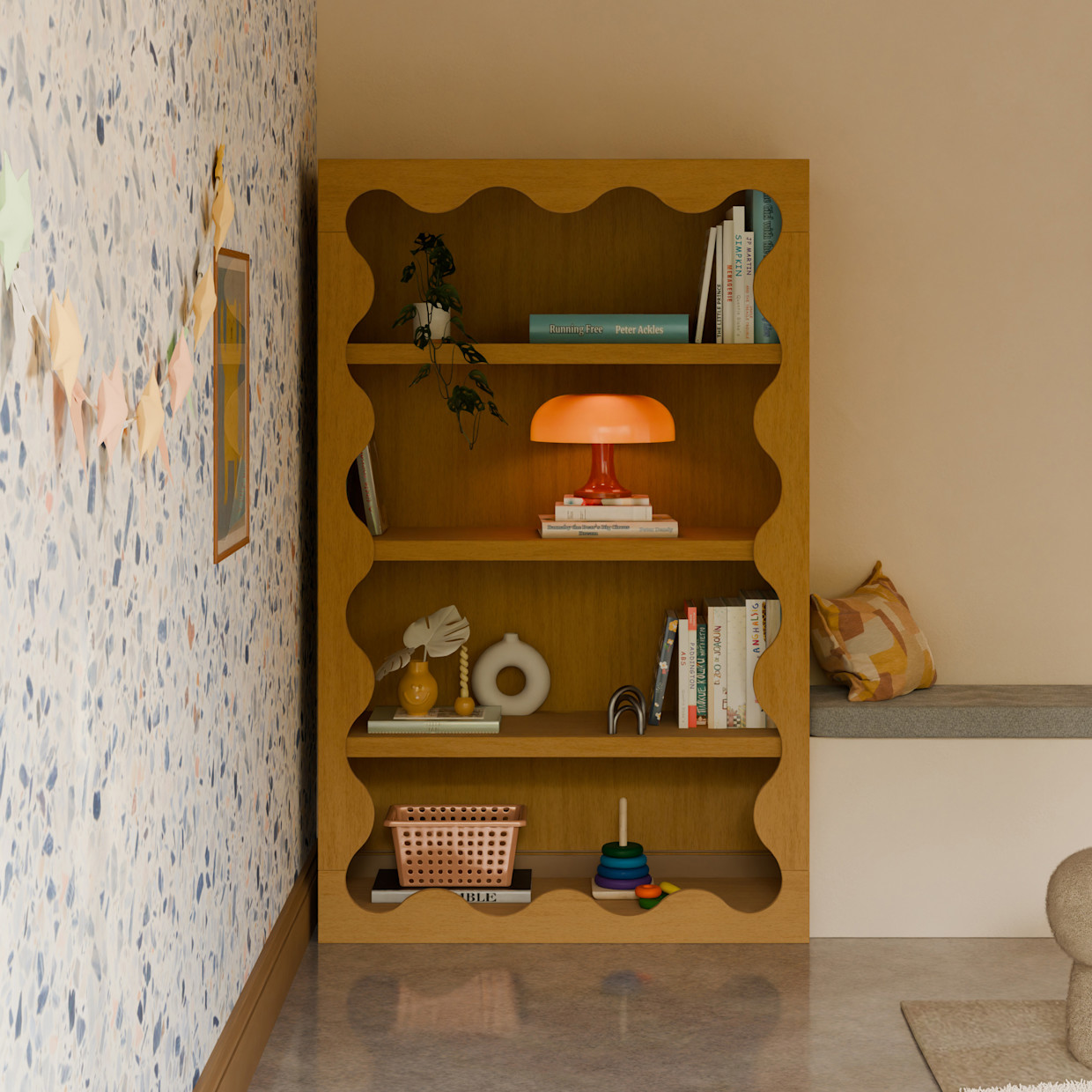 babyletto Lido Wave Bookcase - Honey.