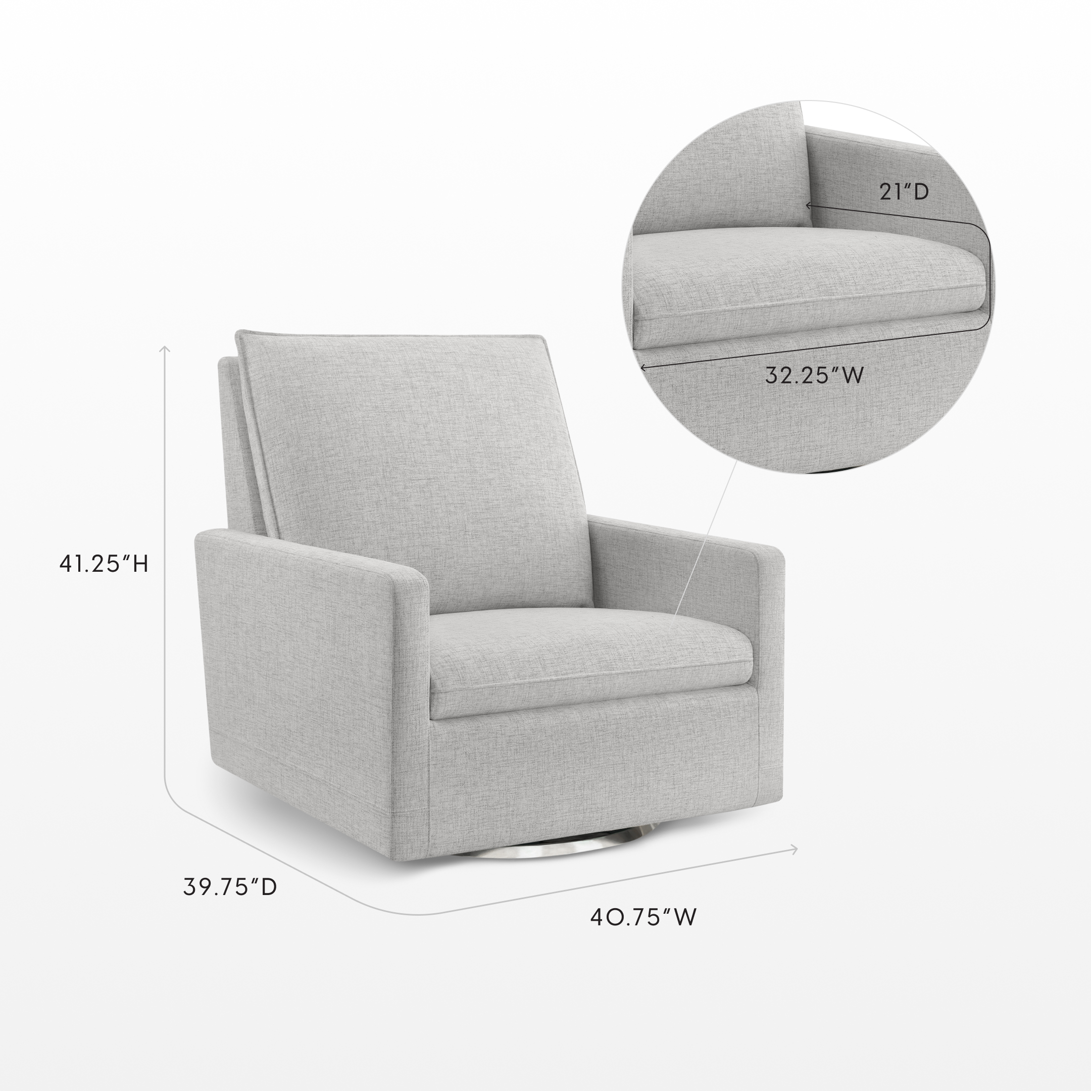 Bellini Stowe Chair and a Half Glider - Harbor Grey.