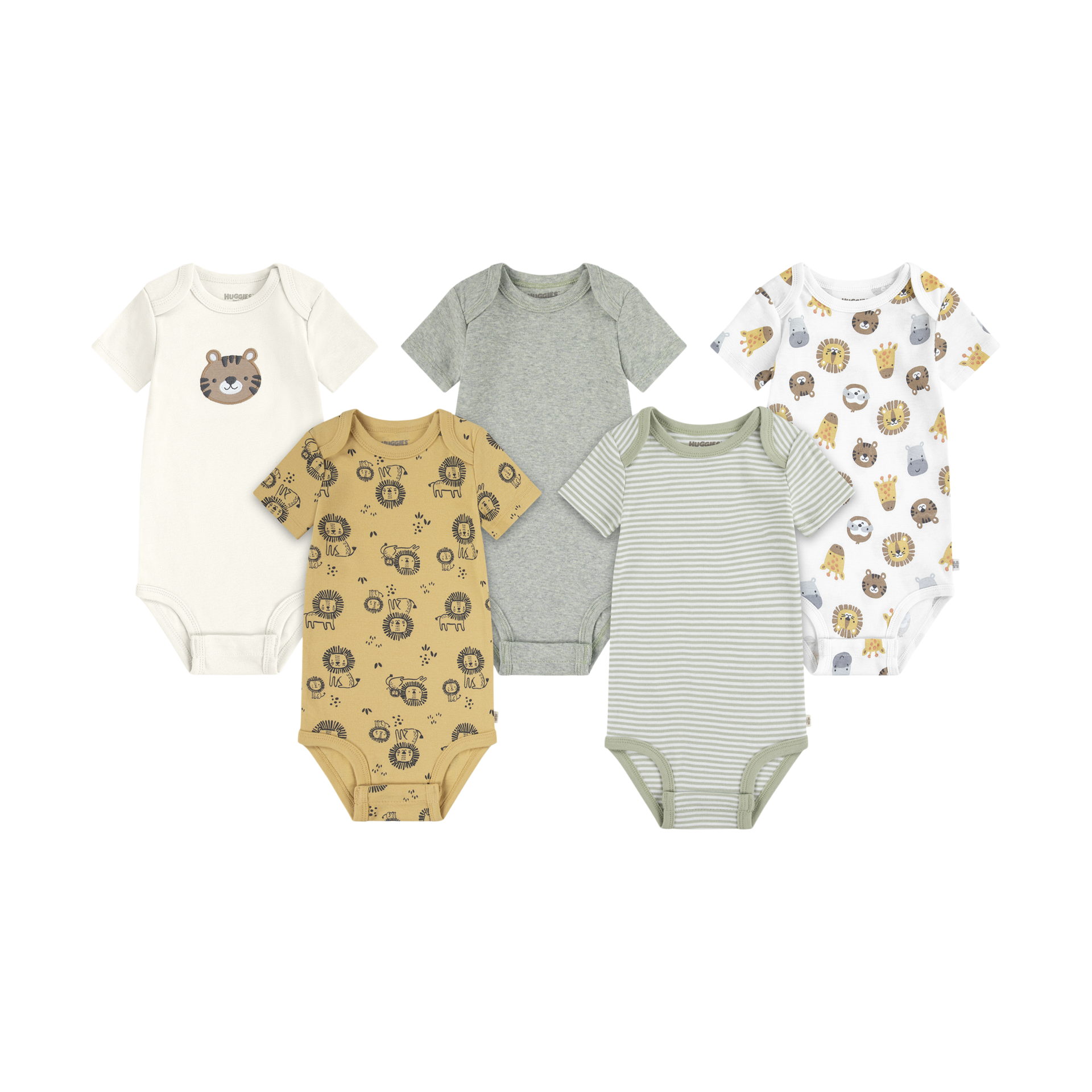 Huggies Everyday Bodysuit (5 Pack) - Snow White/Animals, 0-3 M.