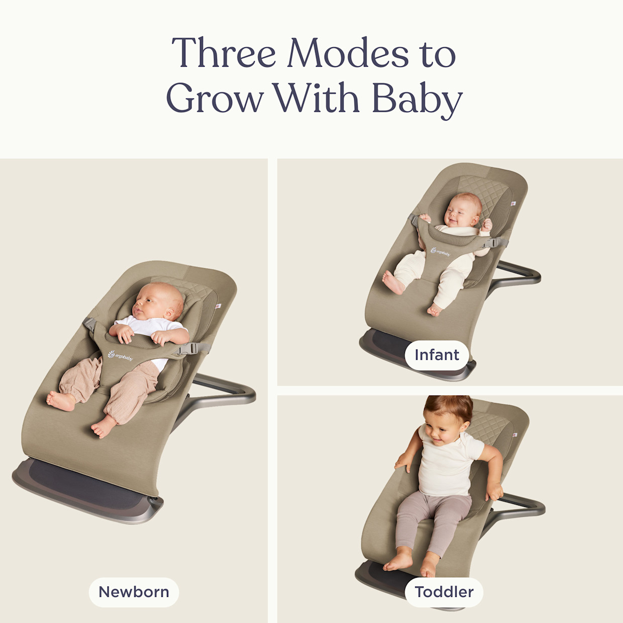 Ergobaby Evolve Bouncer - Sage Green Mesh.