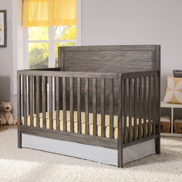 Delta Children Cambridge 4-in-1 Convertible Baby Crib - Rustic Grey.