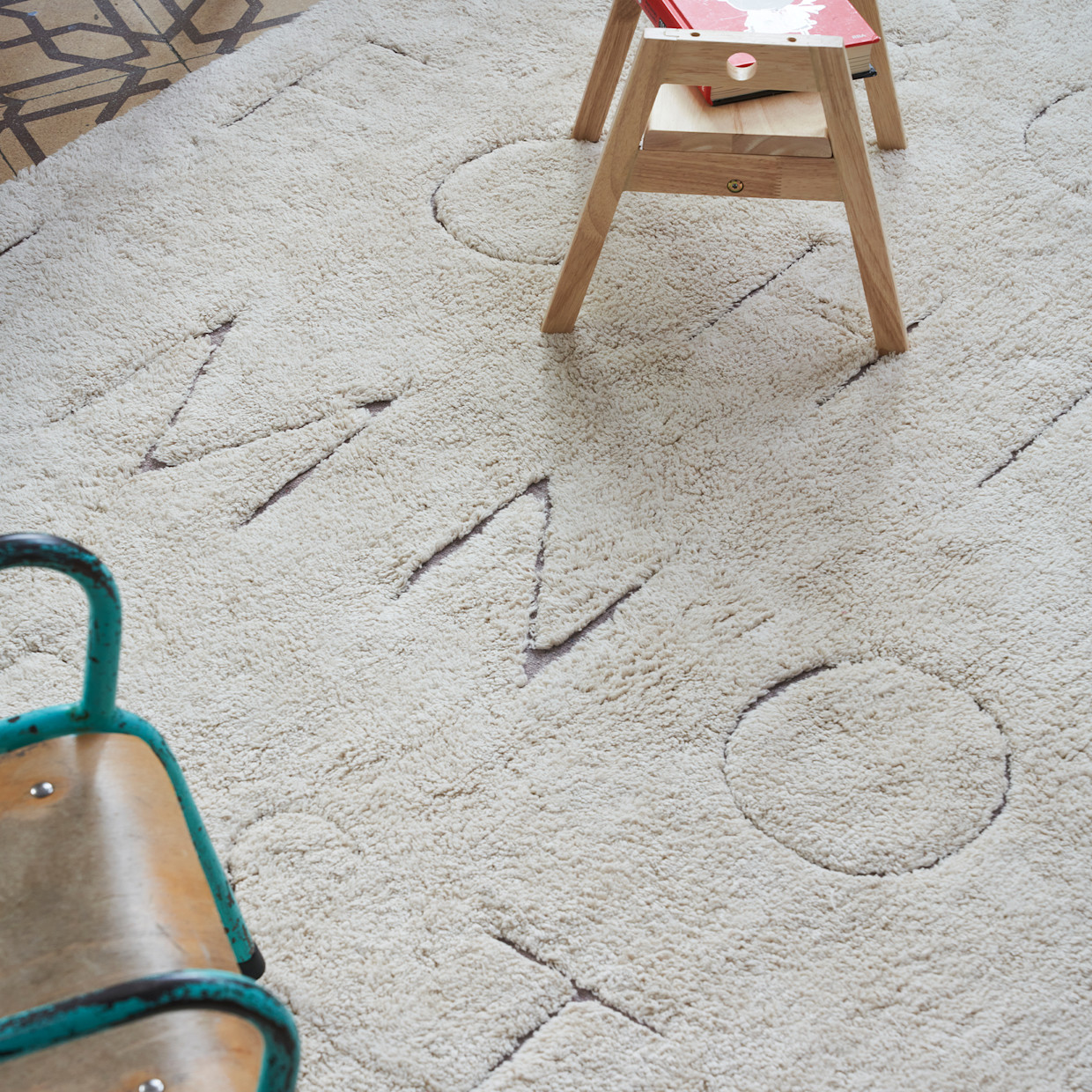 Lorena Canals ABC RugCycled Washable Rug - Natural, 4’7” X 6’7”.