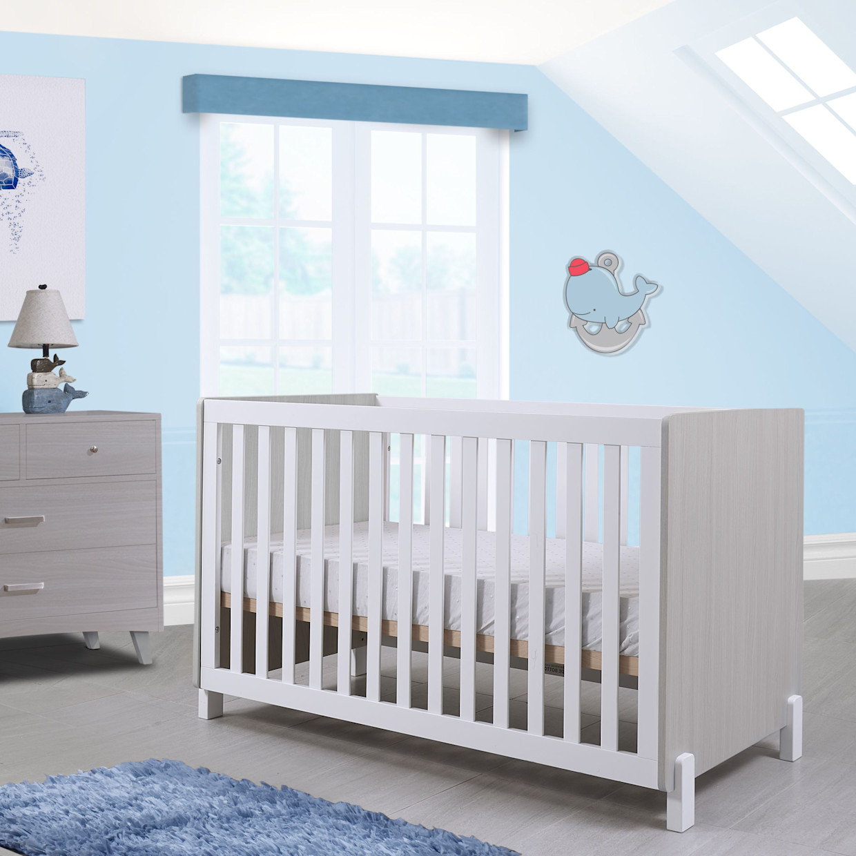 Sorelle Pannello Crib - Grigio And White.