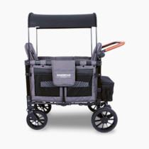 WONDERFOLD W2 Luxe Double Stroller Wagon (2 Seater) - Collapsible Wagon Stroller with Seats with Magnetic Buckle 5-Point Harnesses and Adjustable Sun Canopy, Charcoal Gray