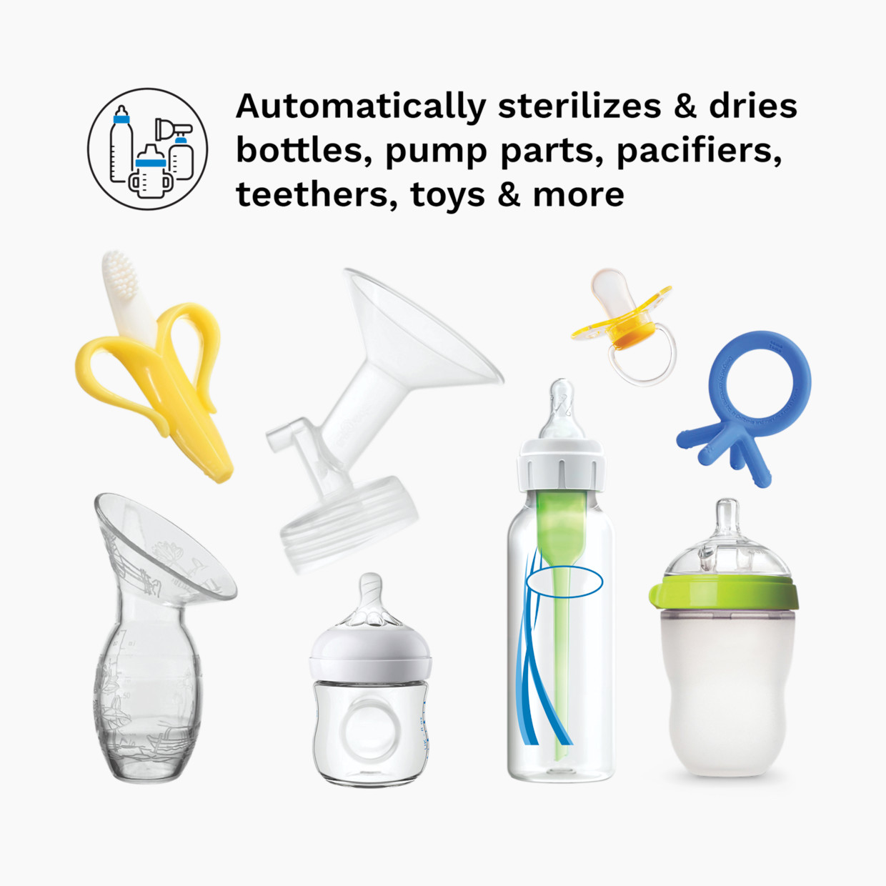 Baby Brezza One Step Sterilizer Dryer - White On Black.