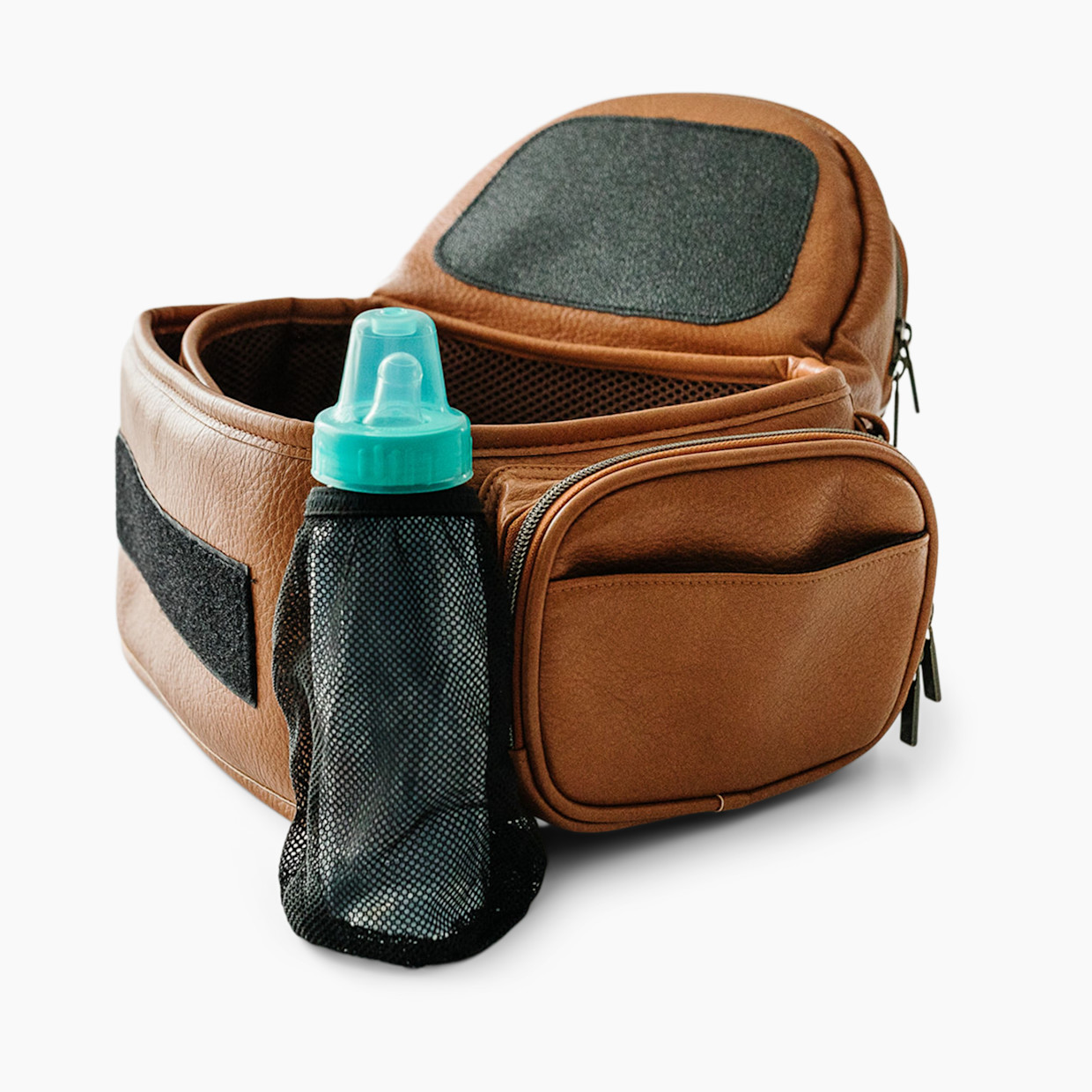 Tushbaby Hip Seat and Snug Carrier 2-in-1 Bundle - Cognac Vegan Leather, Black Snug Carrier.