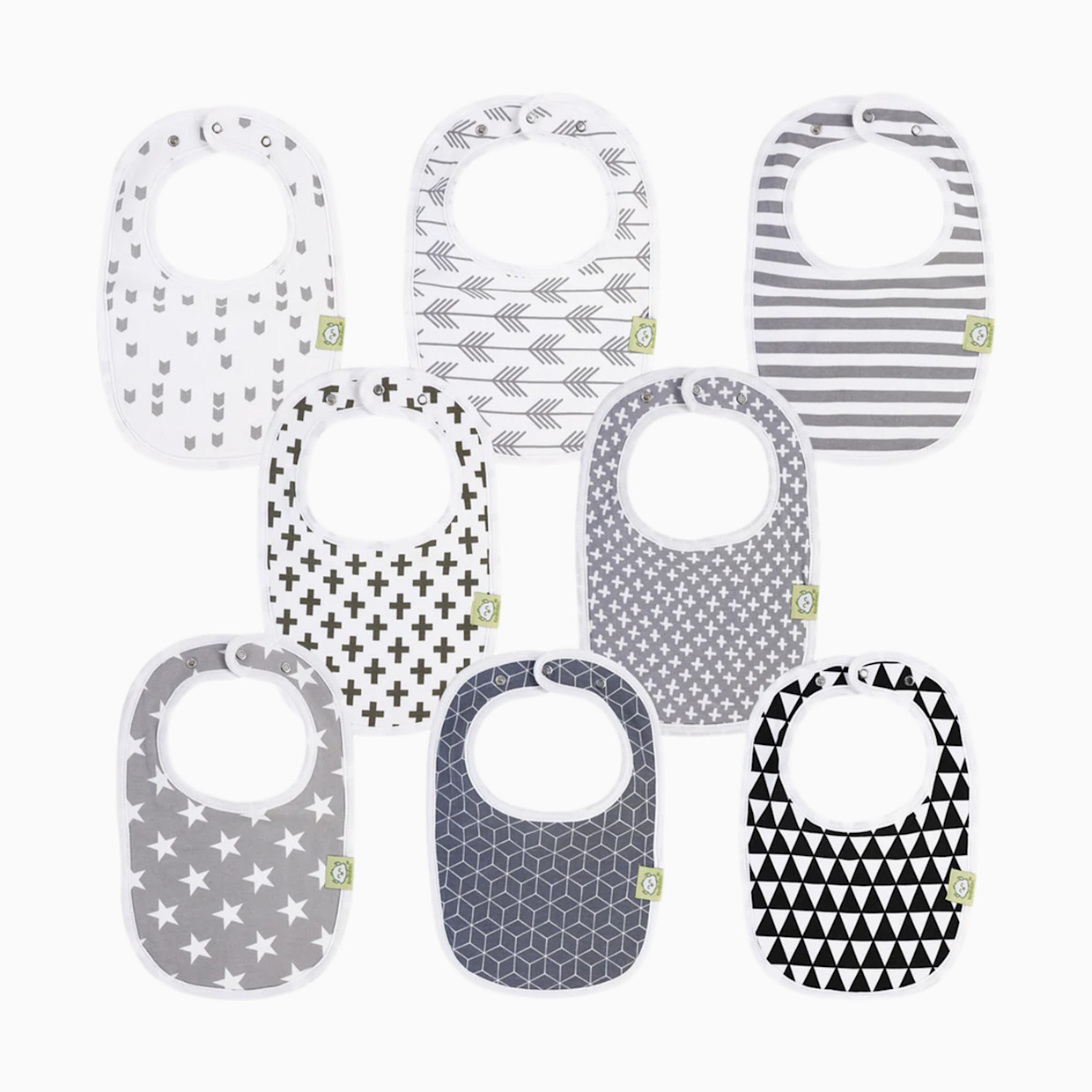 KeaBabies Urban Drool Bibs (8 Pack) - Grayscale, 8.