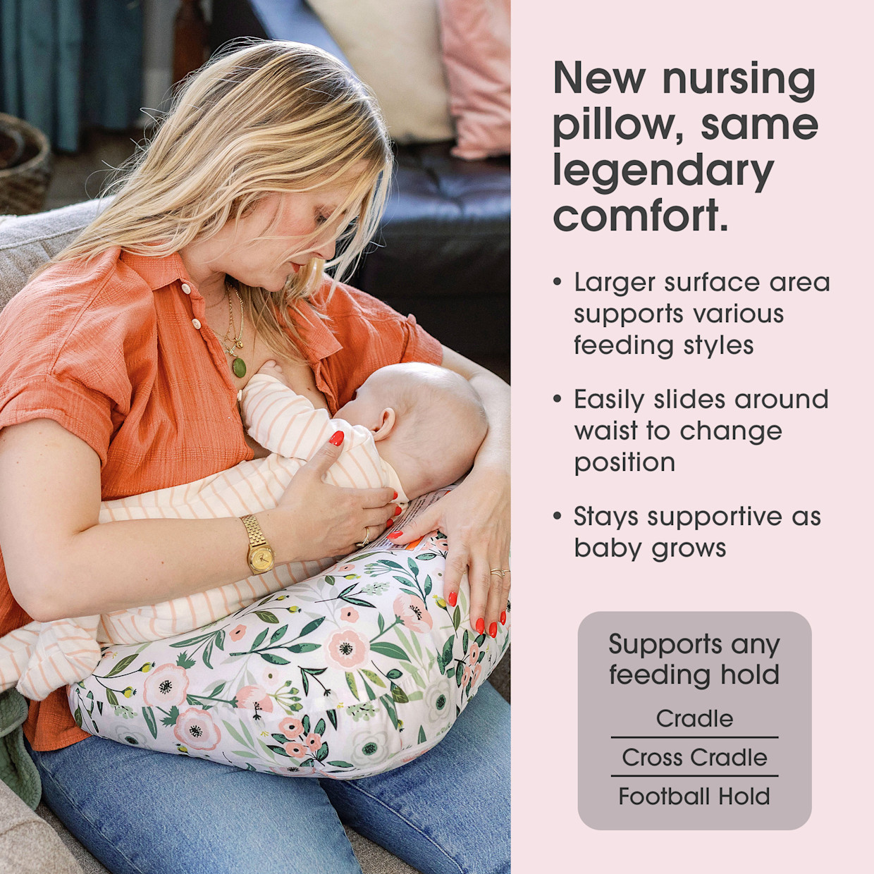 Boppy New Nursing Pillow - Pink Garden Flowers.