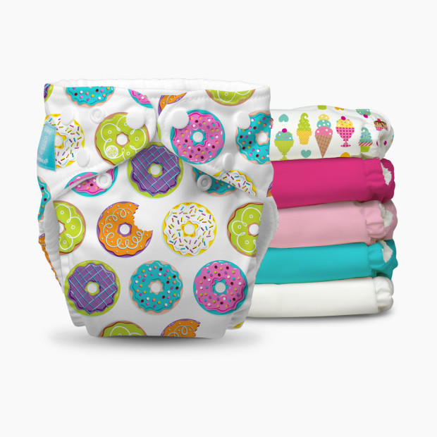 Charlie Banana One-size Reusable Cloth Diapers with 12 Reusable Inserts (6 Pack) - Dessert.