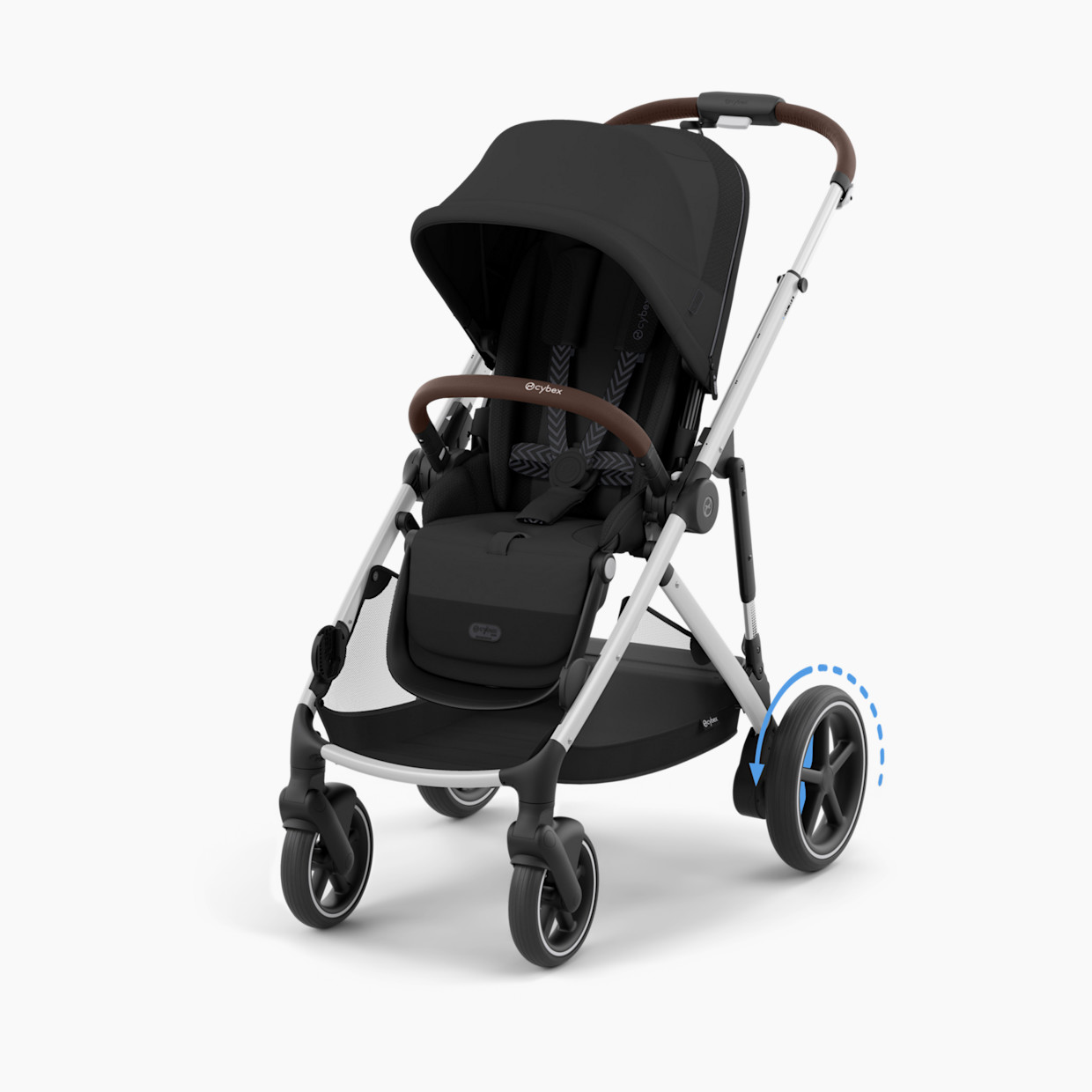 Cybex eGazelle S Electronic Assist Stroller - Silver Frame/Moon Black Seat.