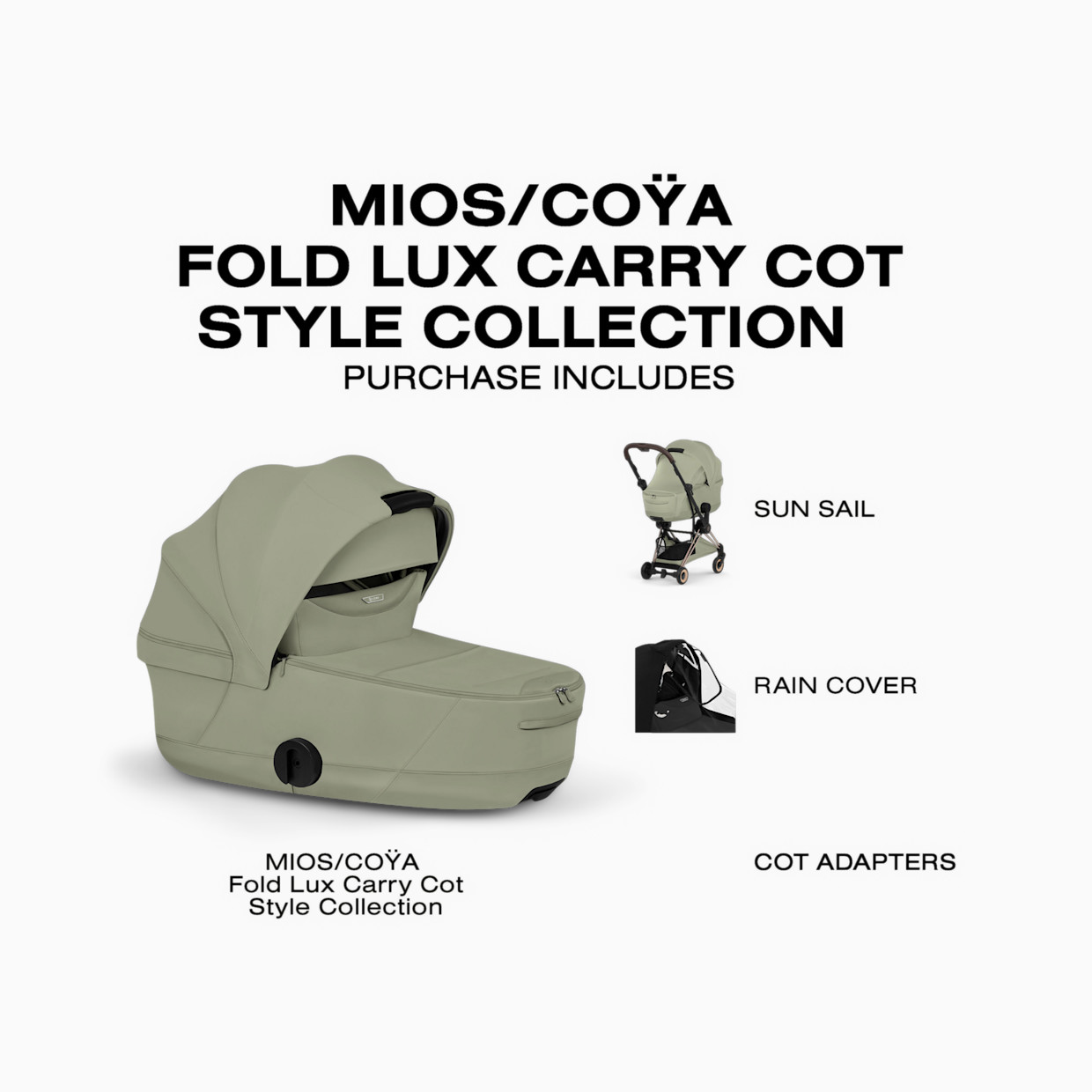 Cybex MIOS/COYA Fold Lux Carry Cot Style Collection - Sage Green.