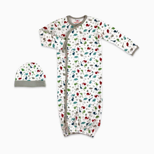 Magnetic Me Organic Cotton Gown & Hat Set - Dino Expedition, 0-3 Months.