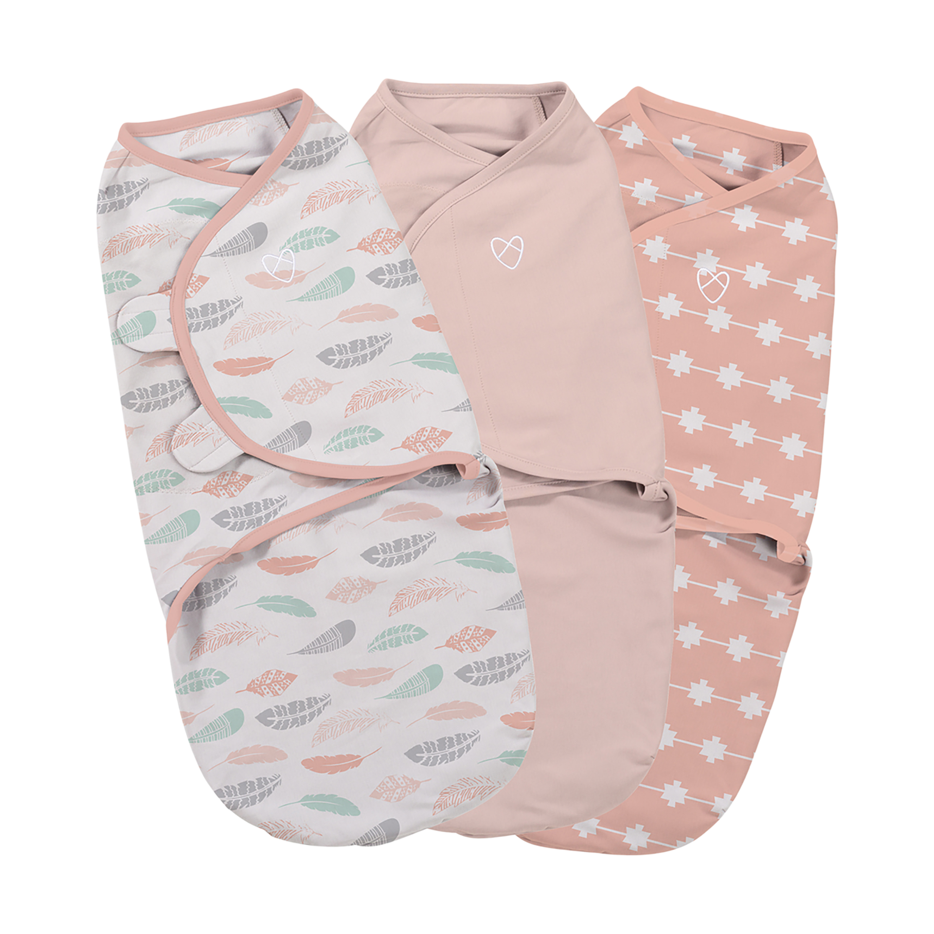 SwaddleMe by Ingenuity Original Swaddle, 100% Cotton, Improves Sleep & Calms Startle Reflex, 0-3 Months, 1.0 TOG, 3-Pack, Baby Swaddle Blanket - Coral Days