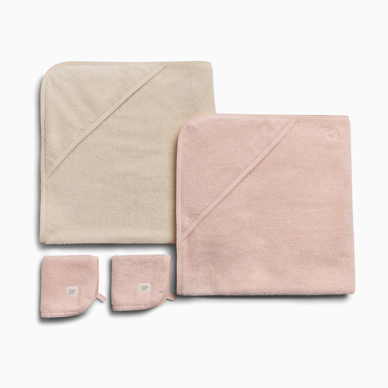Tiny Kind Organic Bath and Towel Spa 4 Piece Set - Cloud Pink/Antique White, 0-24 M.