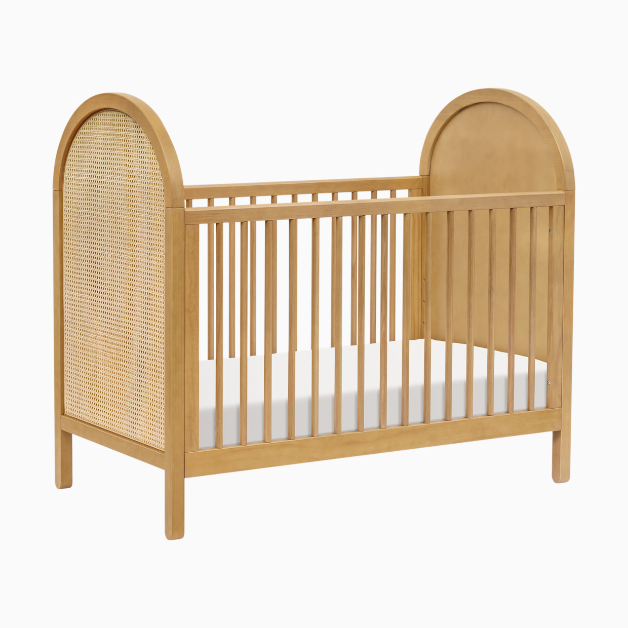 babyletto Bondi 3-in-1 Convertible Crib with Toddler Bed Conversion Kit - Honey With Natural Cane.