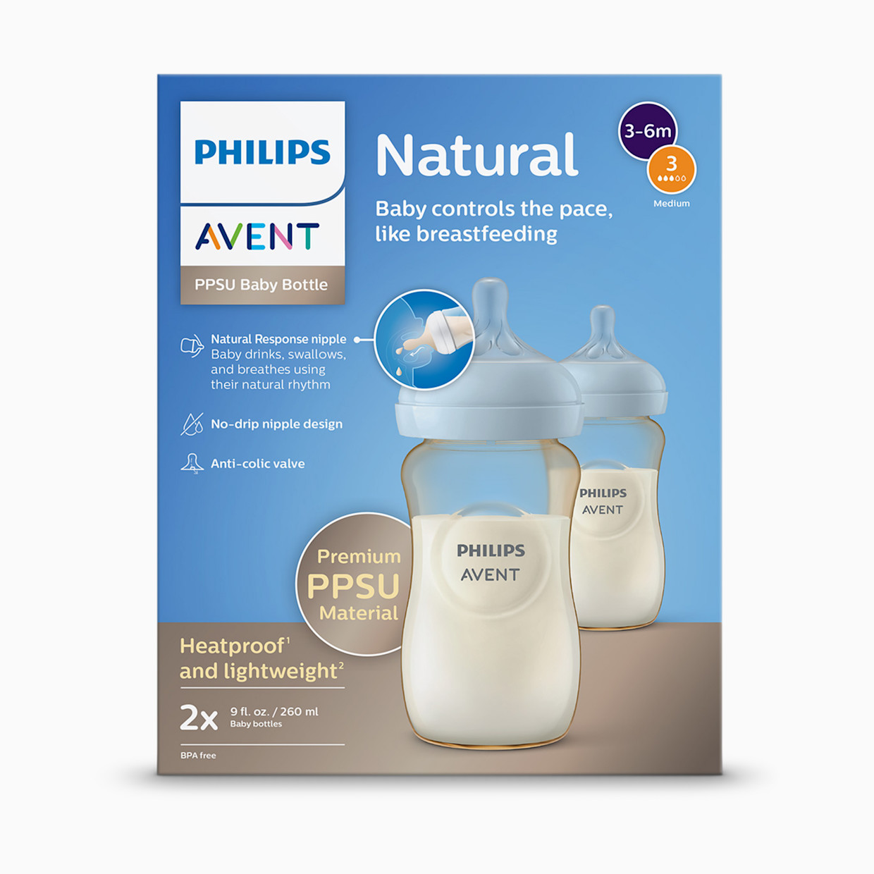 Philips Avent PPSU Natural Baby Bottles - 9 Oz.