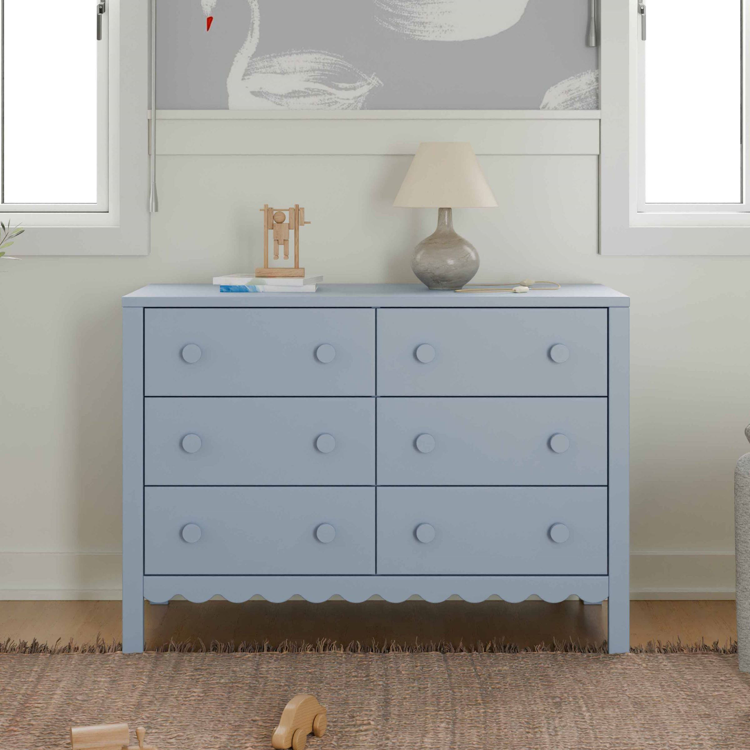 daVinci Sammy Scallop 6-Drawer Dresser - Powder Blue.