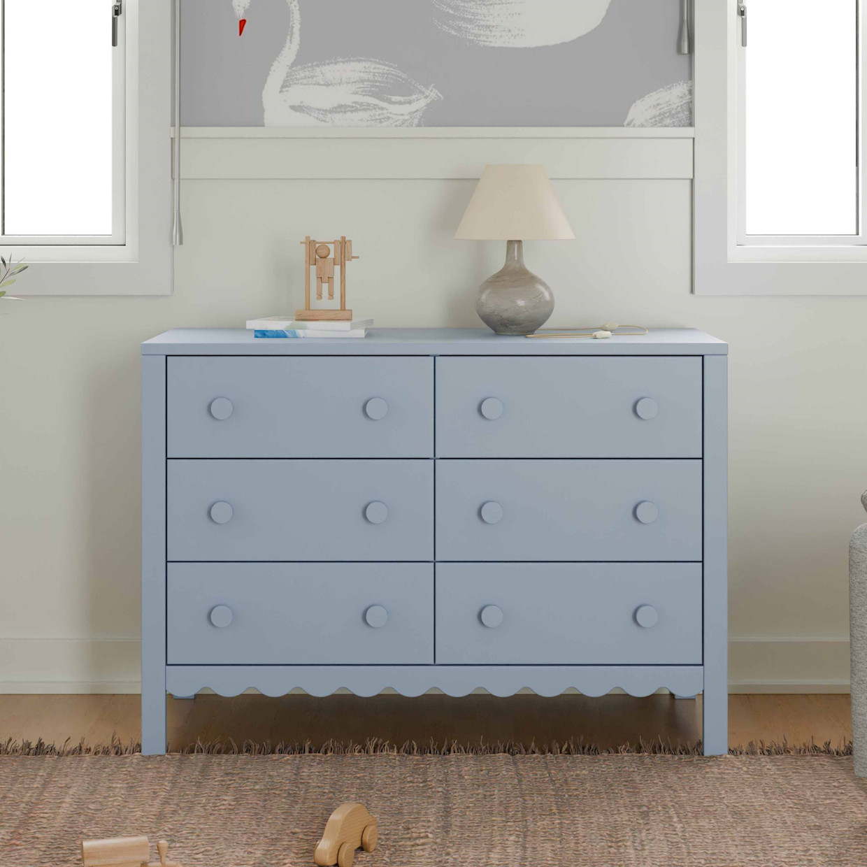 daVinci Sammy Scallop 6-Drawer Dresser - Powder Blue.