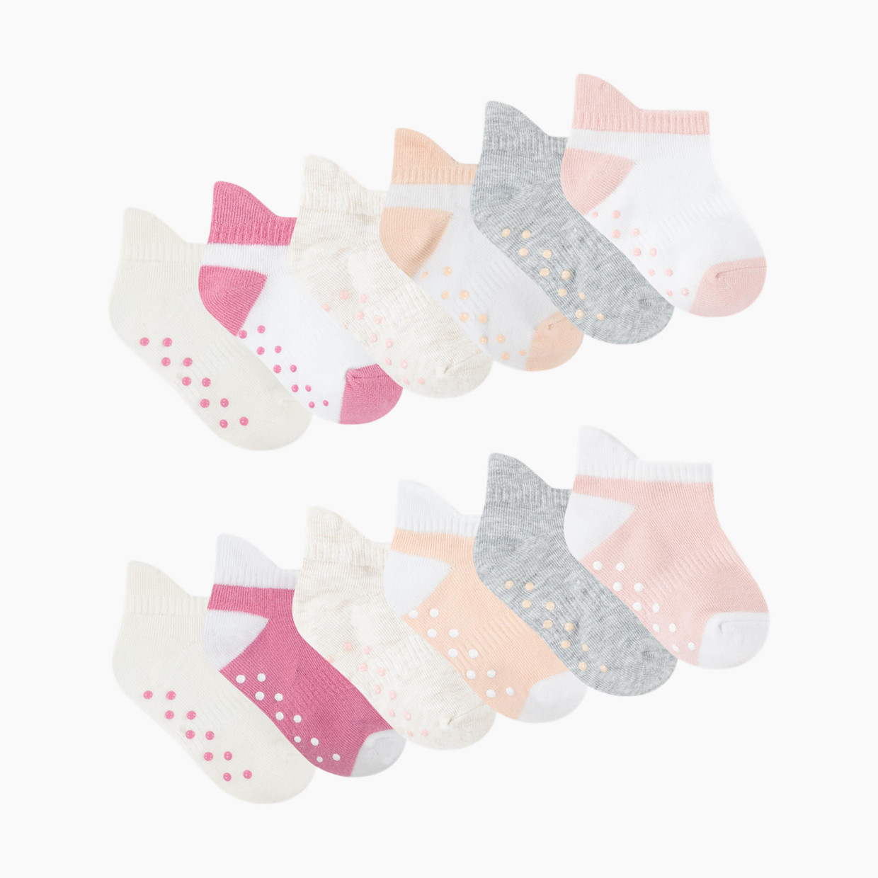 Huggies Gripper Socks (12 Pack) - Lotus/Pink, 0-6 M.