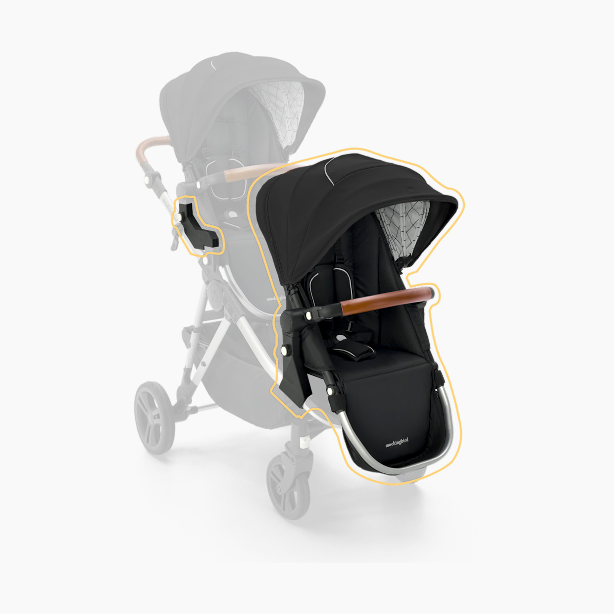 Mockingbird 2nd Seat Kit 2.0 - Black/Windowpane Canopy With Penny Leather.