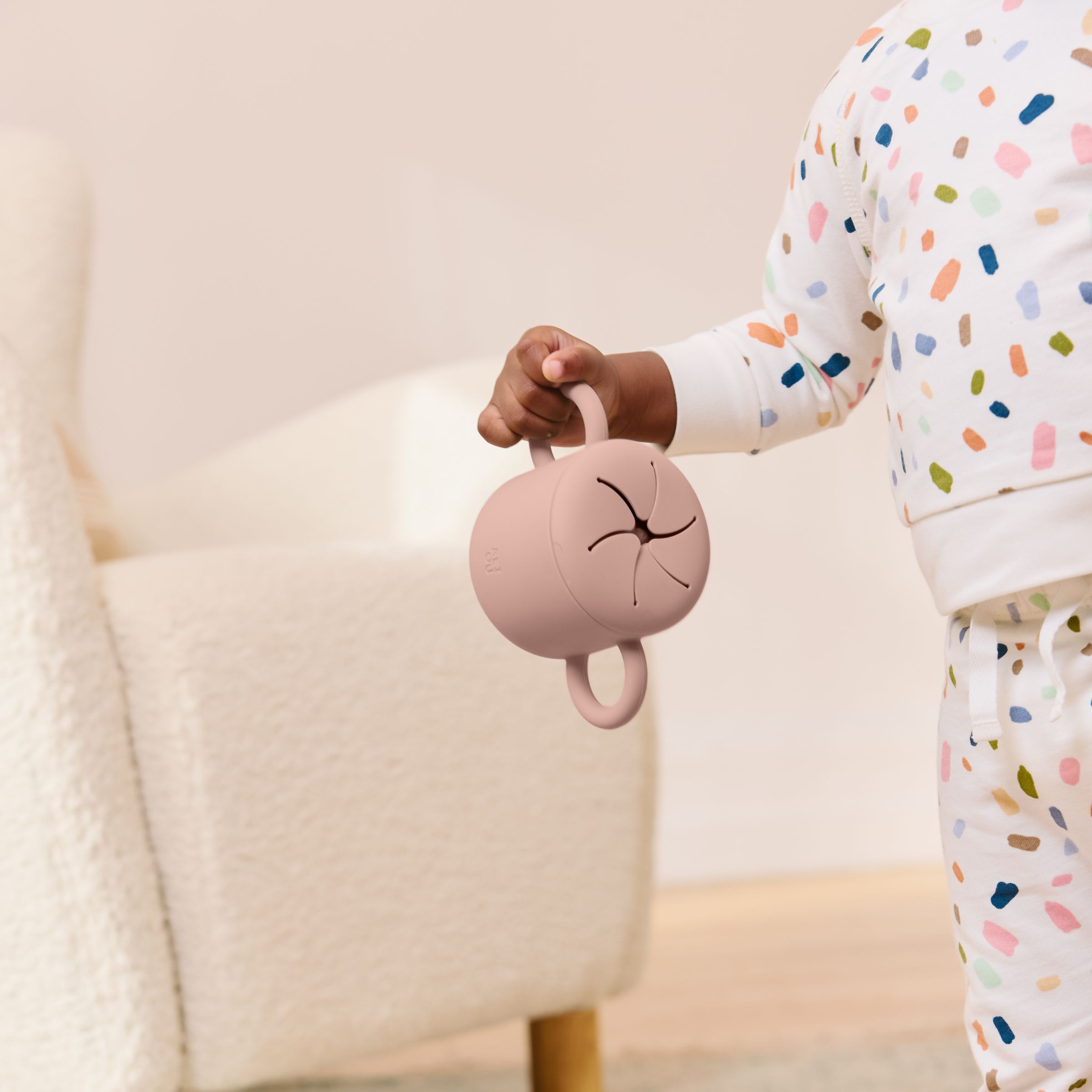 AEIOU Silicone Snack Cup (2 Pack) - Petal/Oat Speckle.