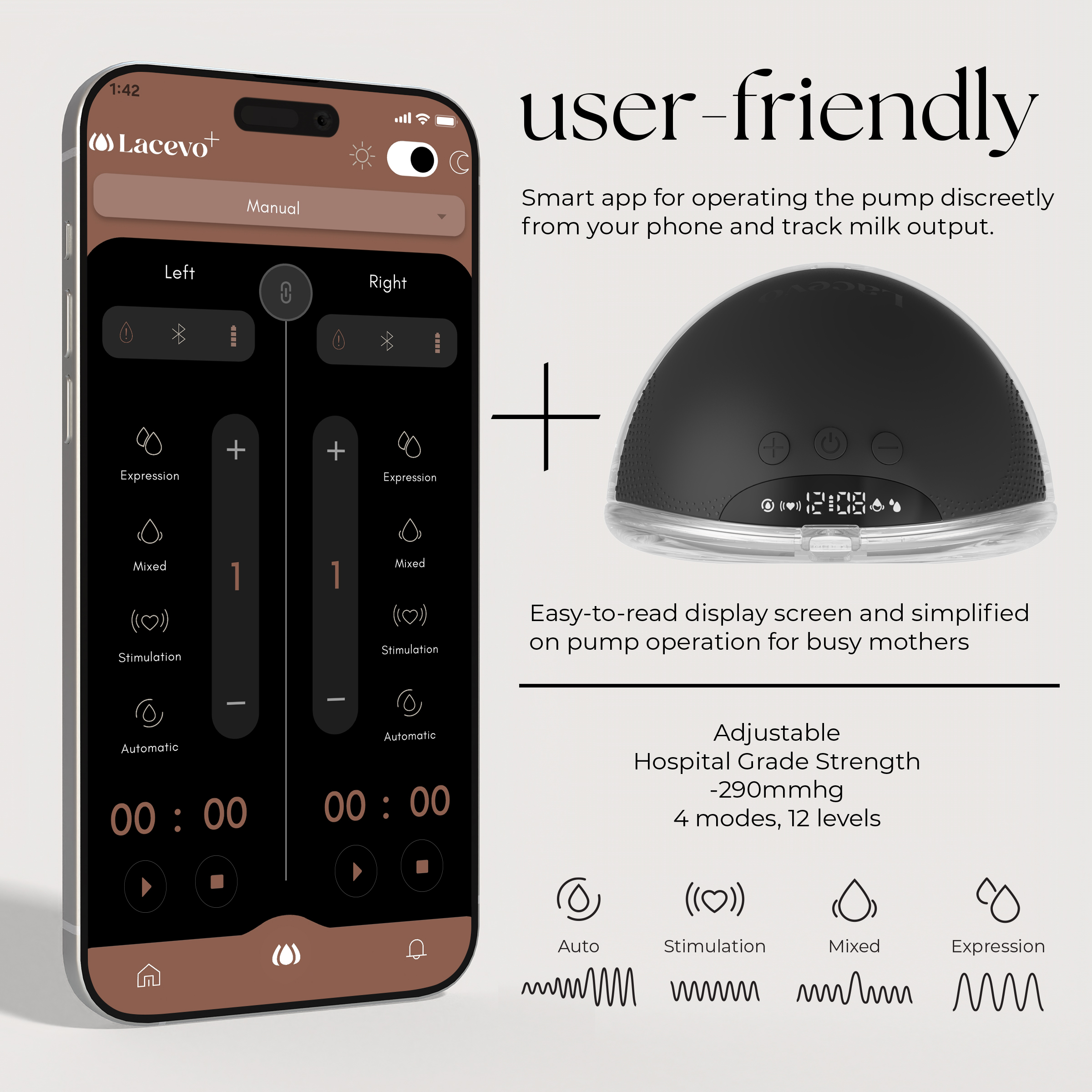 Lacevo S70 In-Bra Breast Pump Set - Black.