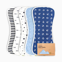 Organic Burp Cloths Baby Boy & Girl - 5-Pack Super Absorbent Cotton Burping Cloths for Babies, Soft & Plush Newborn Spit Up Rags, Infant Towels for Milk Spit Up, Unisex, Large 21" x 10" (Adventurer)