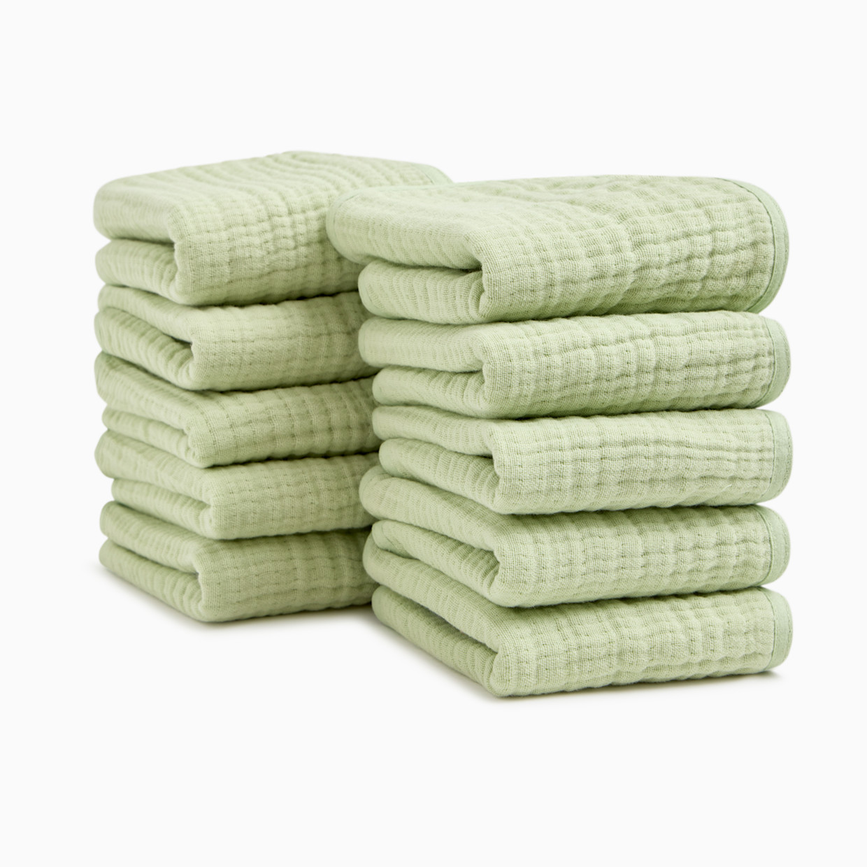 Small Story Muslin Washcloths (10 Pack) - Sage.