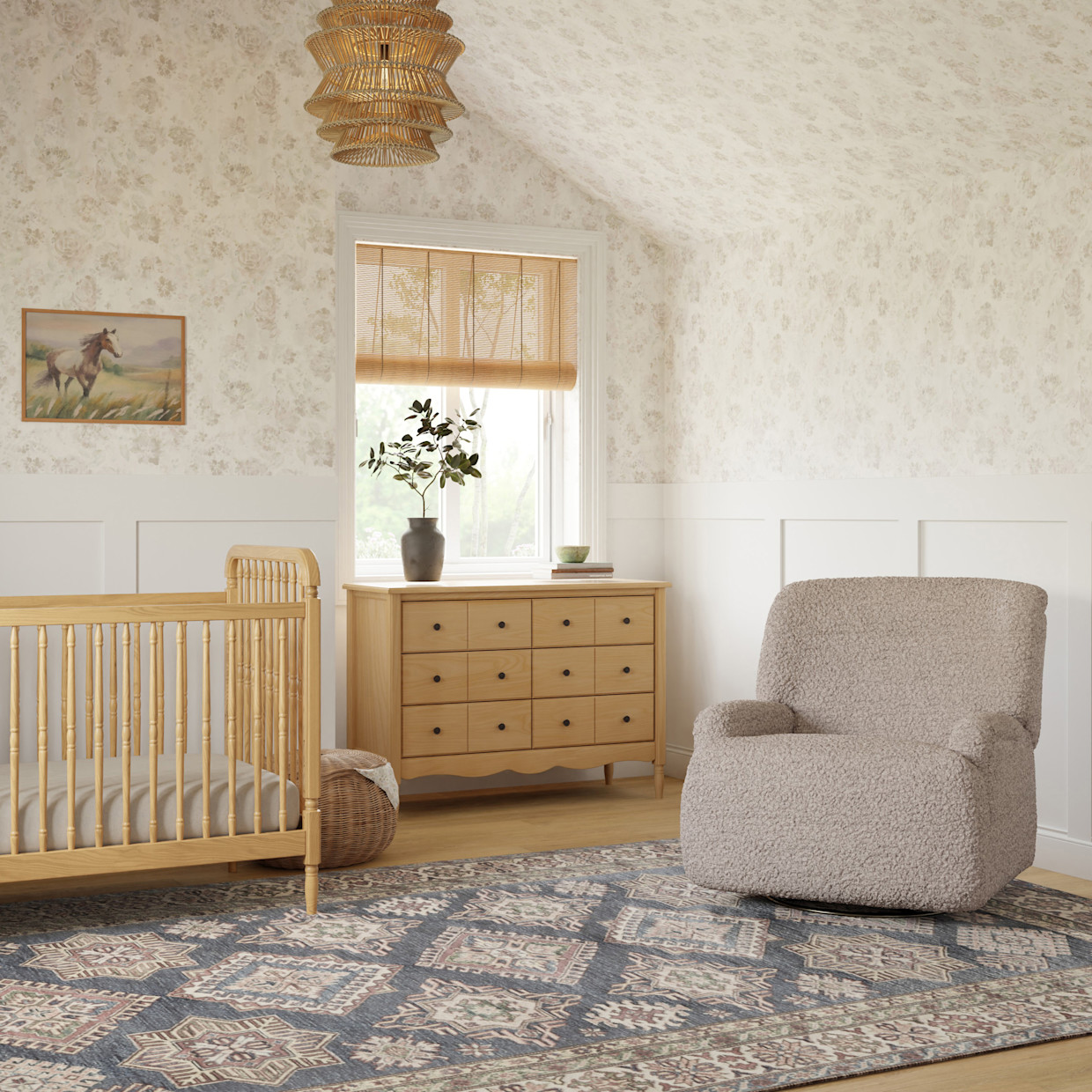 Namesake Winslow Extra Wide Recliner and Swivel Glider - Earl Grey Shearling.