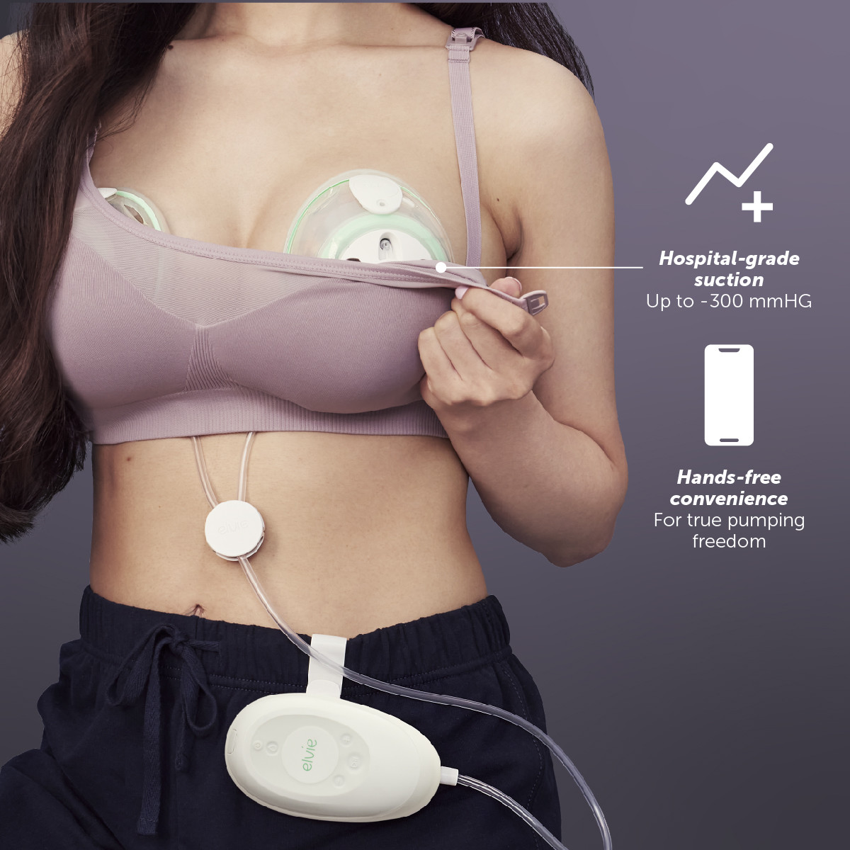 Elvie Stride Hands Free Double Electric Breast Pump - White.