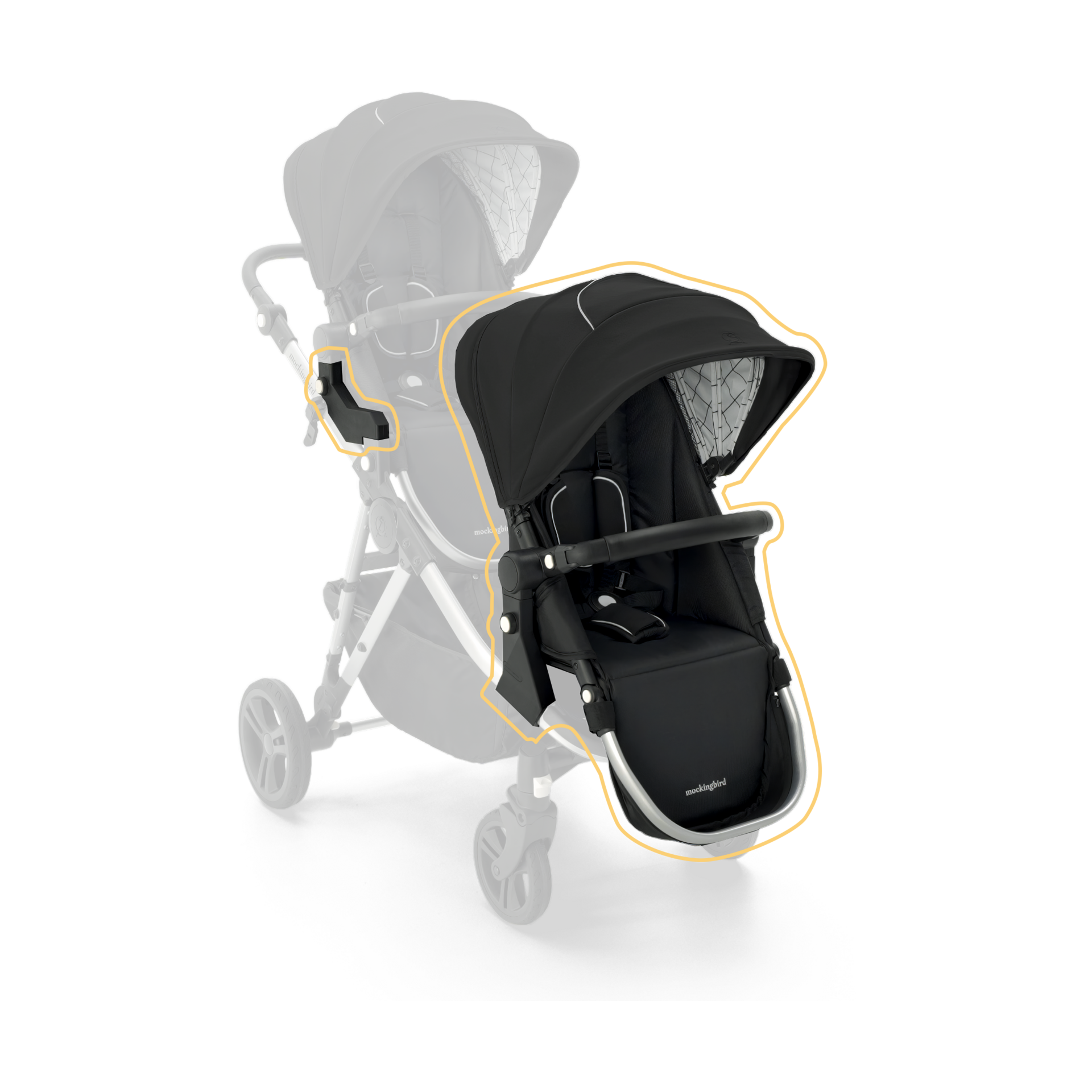 Mockingbird 2nd Seat Kit 2.0 - Black/Windowpane Canopy With Black Leather.