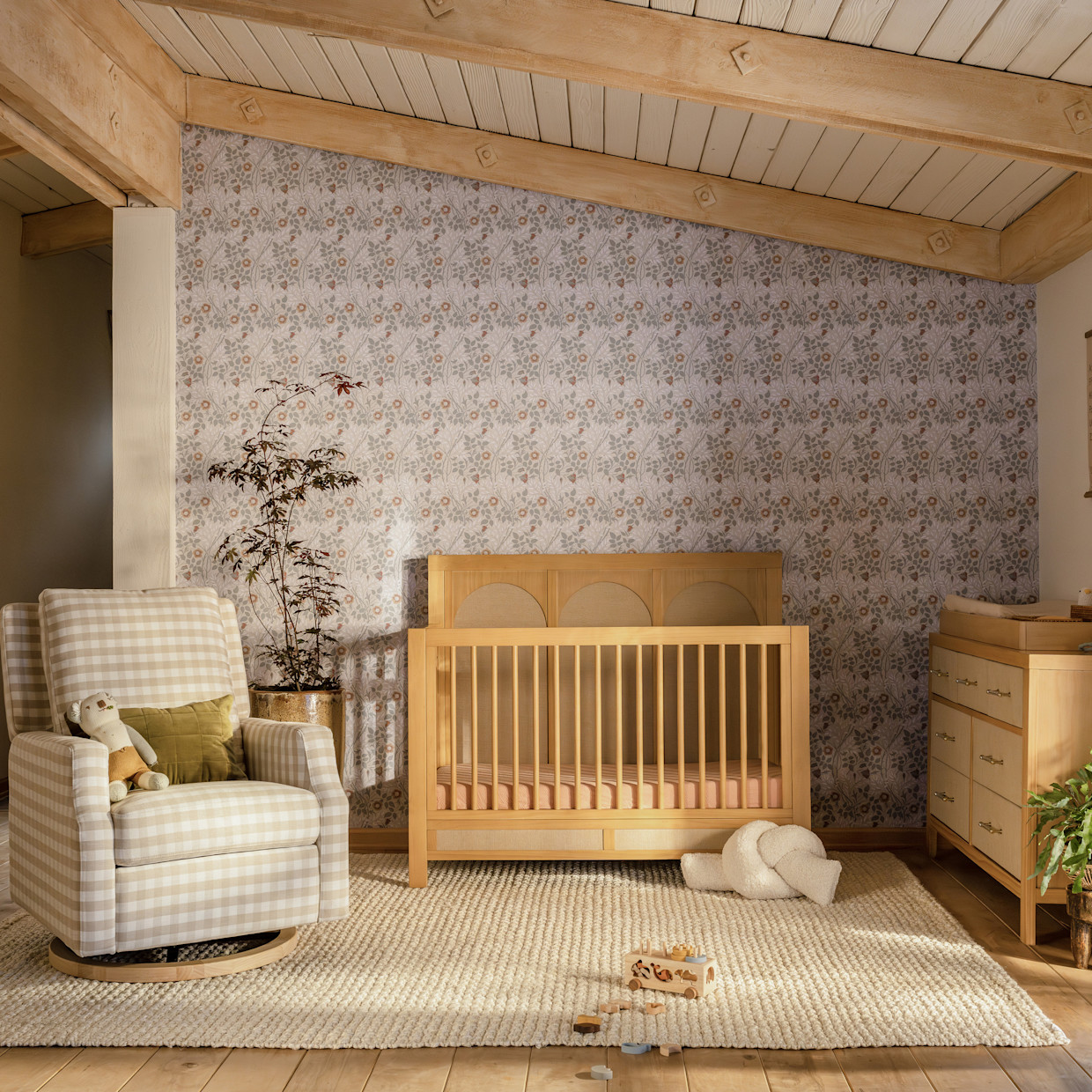 Namesake Eloise 4-in-1 Convertible Crib - Honey And Performance Sand Eco-Weave.