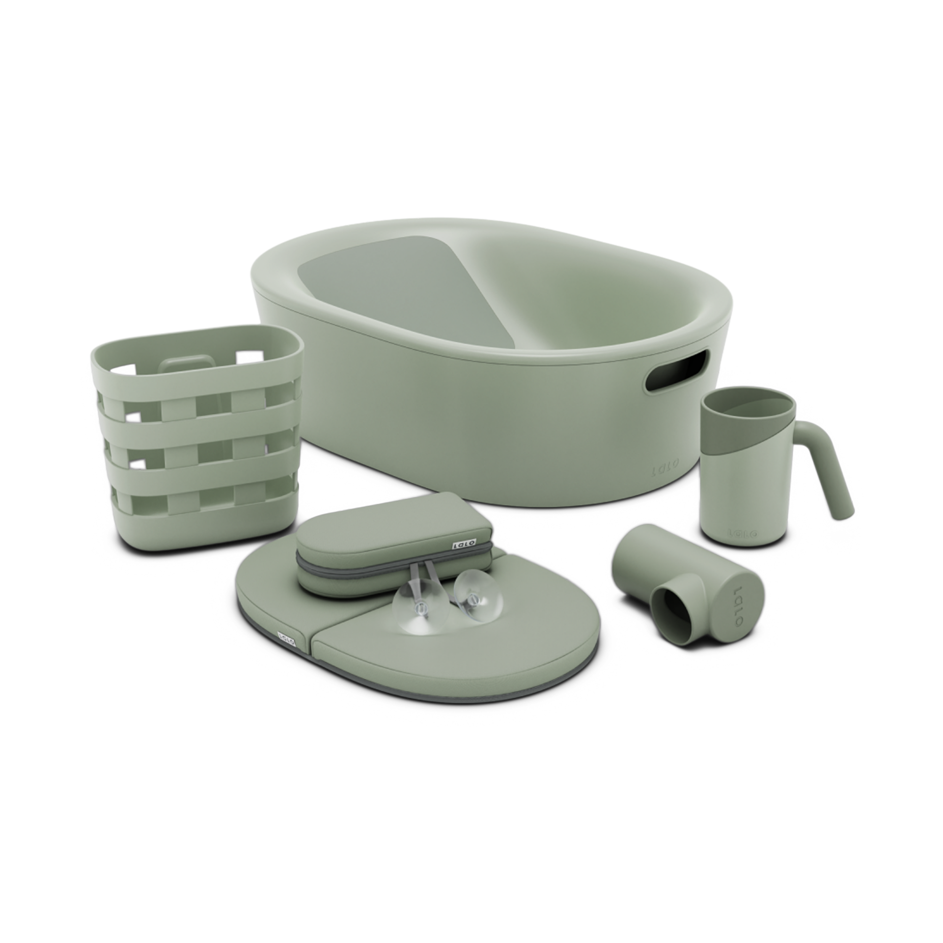 Lalo Bathtime Full Kit Tub & Accessories Sage Babylist Shop