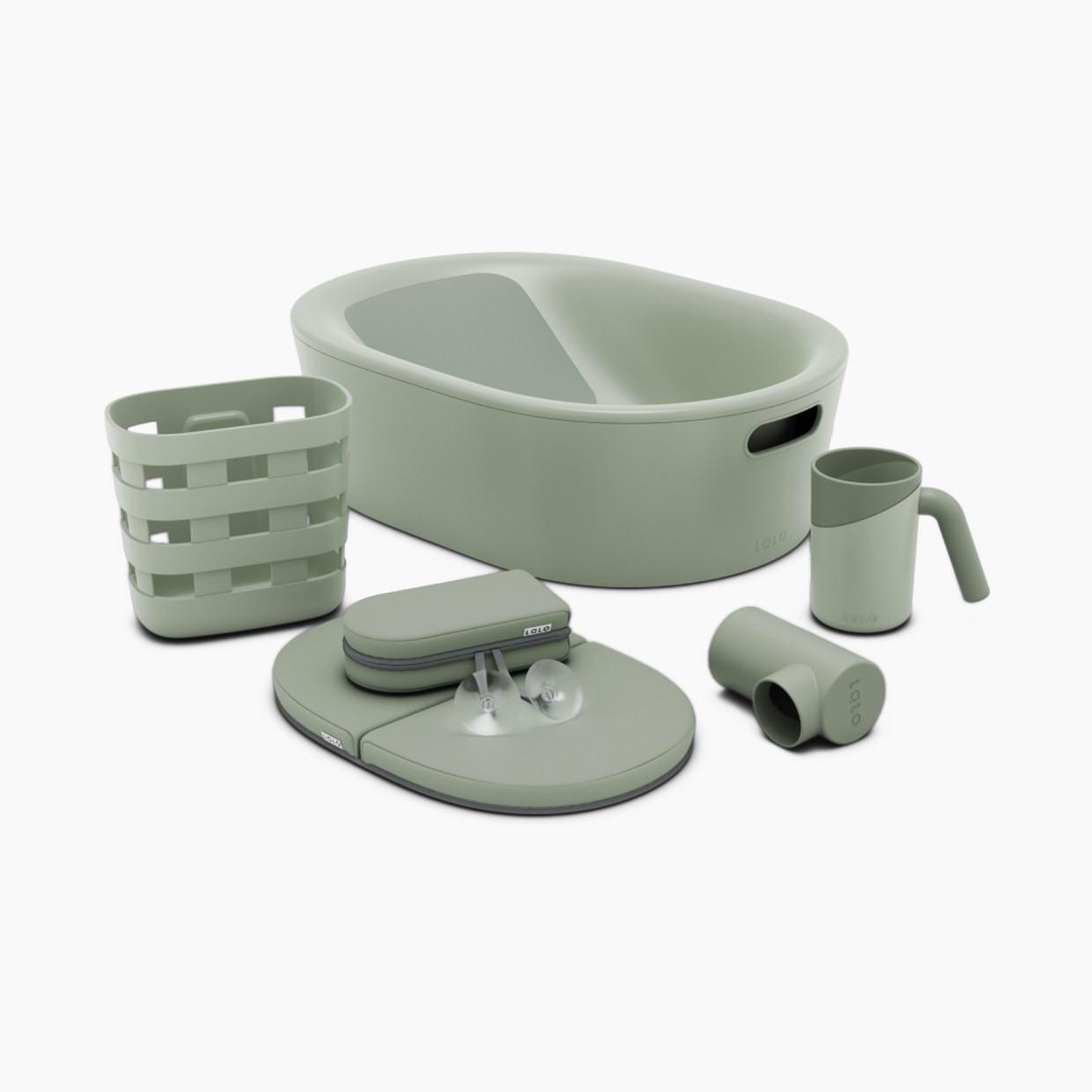 Lalo Bathtime Full Kit - Tub & Accessories - Sage.