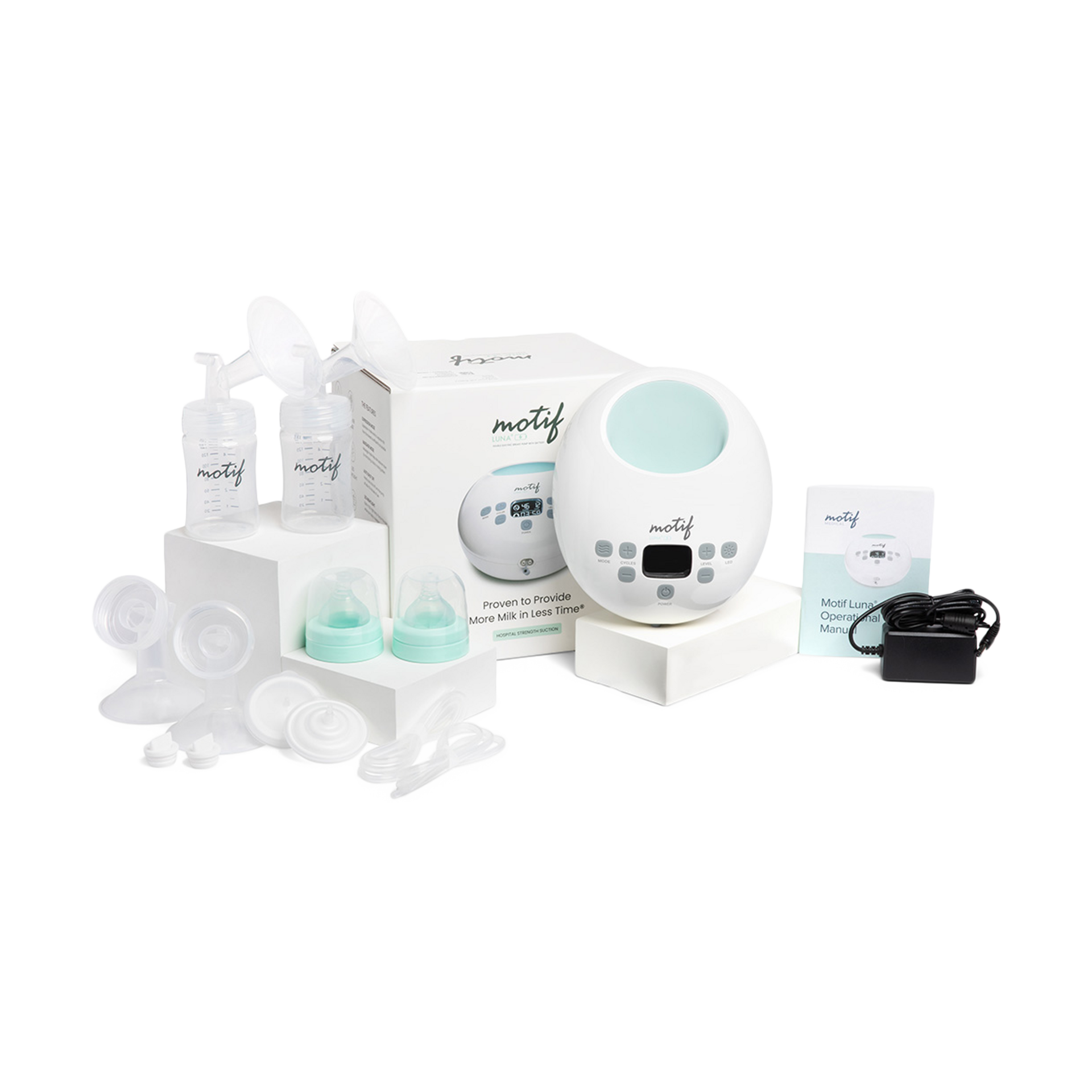 Motif Medical Luna Double Electric Breast Pump with Battery.