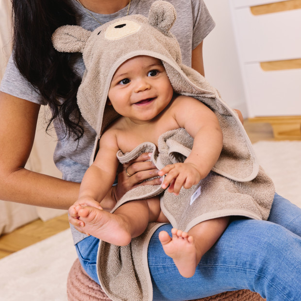 Tiny Kind The Cozy Critter Towel - Taupe Bear, 0-24 M.