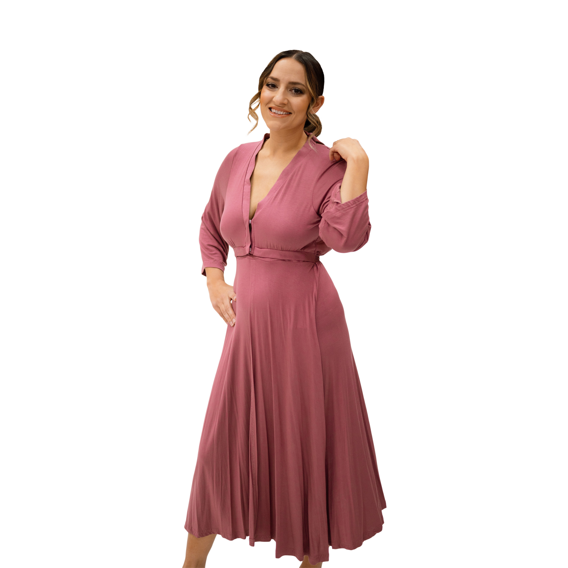 Lila Maternity Lila Labor & Postpartum Gown - Dusty Rose, Small.